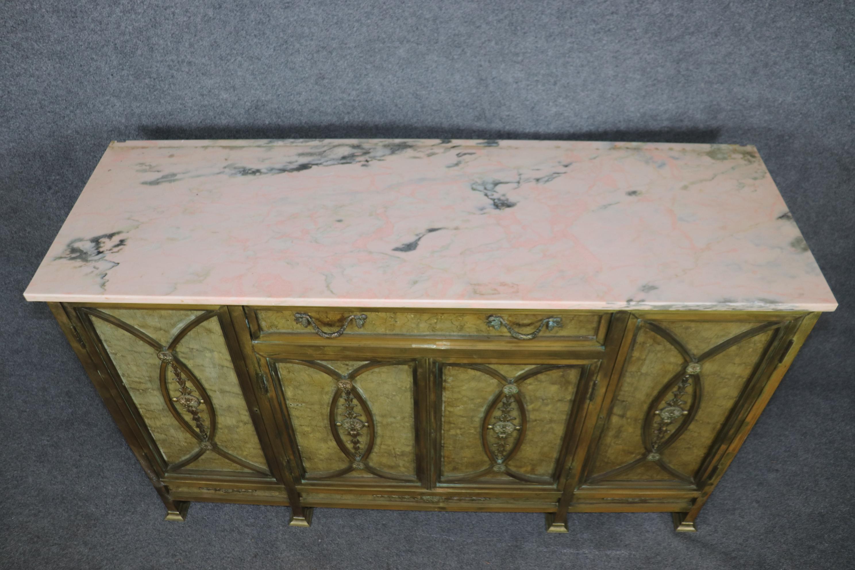 Extraordinary Solid Bronze French Marble Top Directoire Sideboard with Mirror For Sale 3