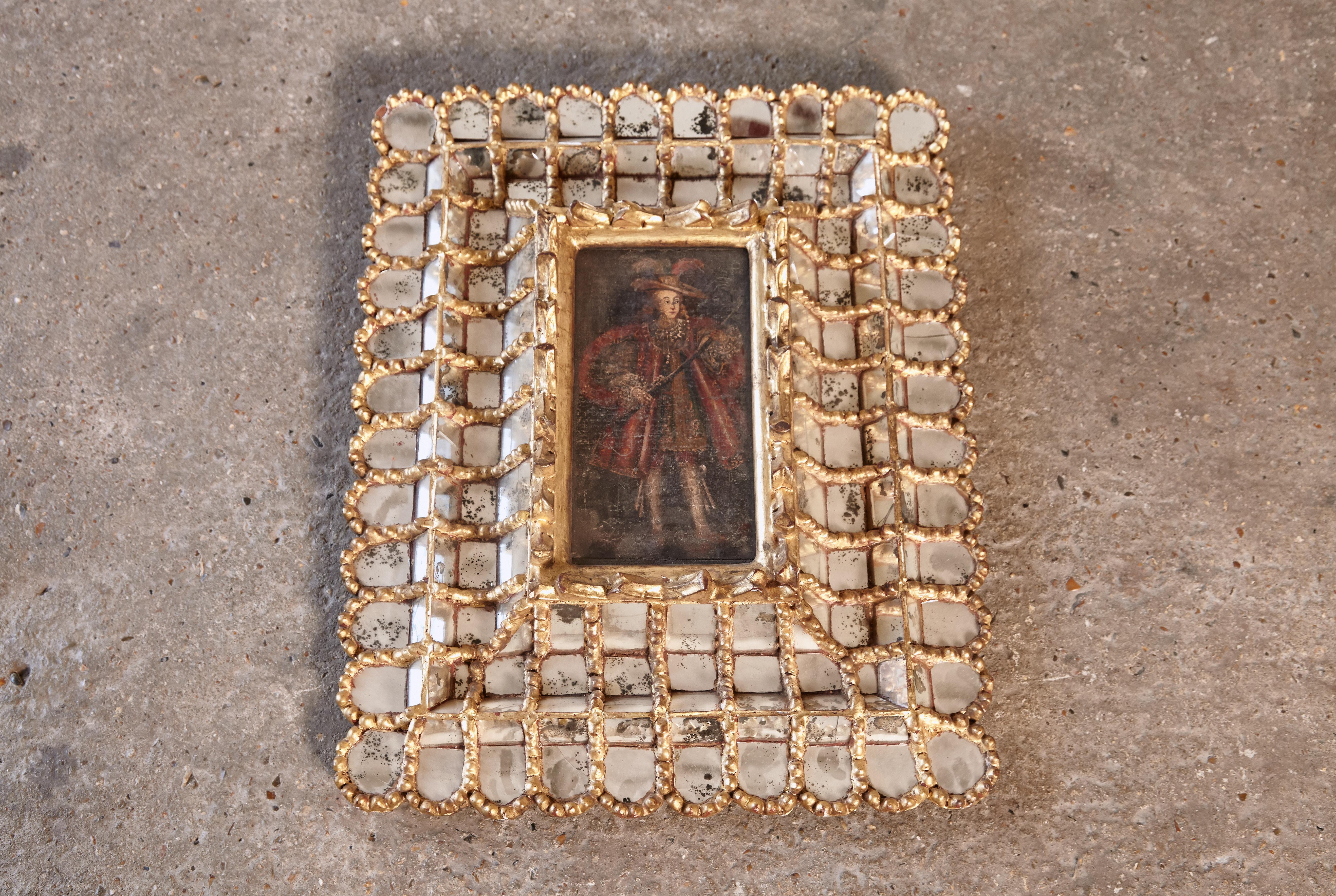 Extraordinary Spanish Colonial gilt mirror picture / frame, Spain. Fast shipping worldwide.