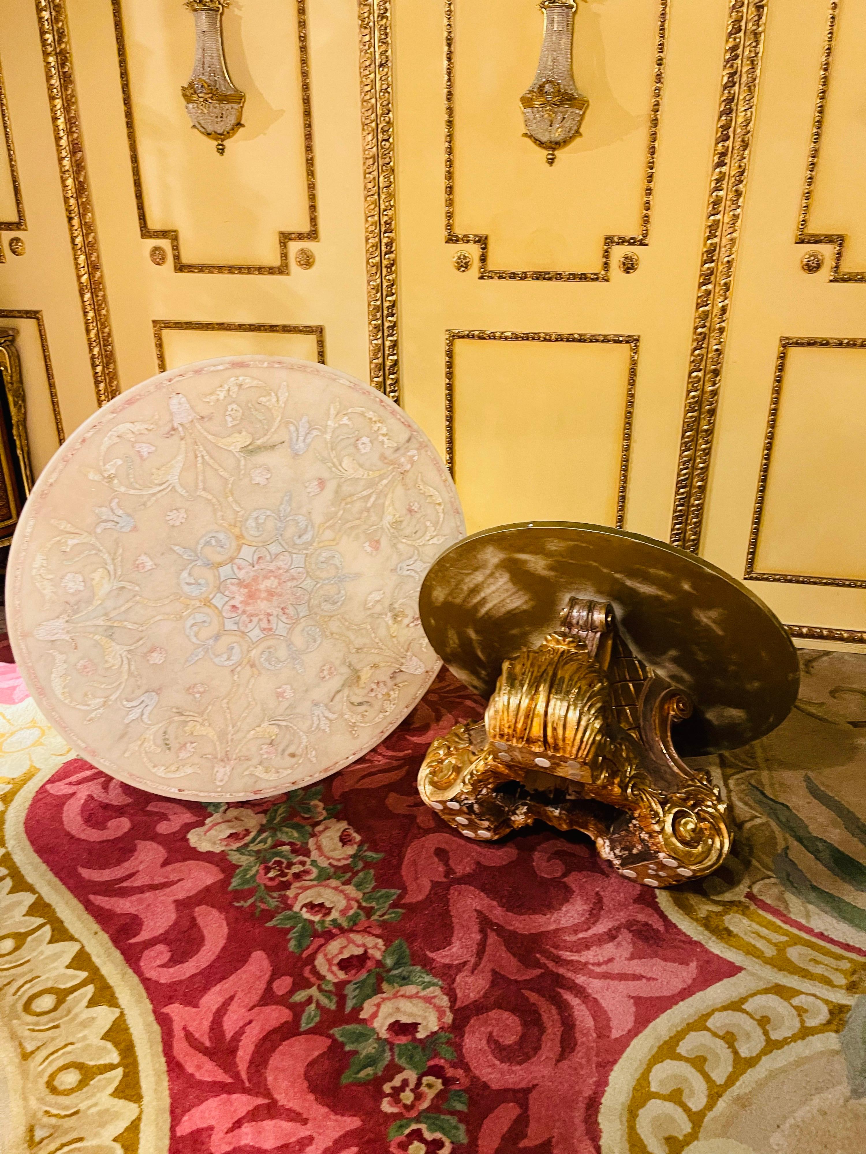 Extraordinary Splendid Italian Designer Coffee Table, Gold with Marble Top For Sale 6