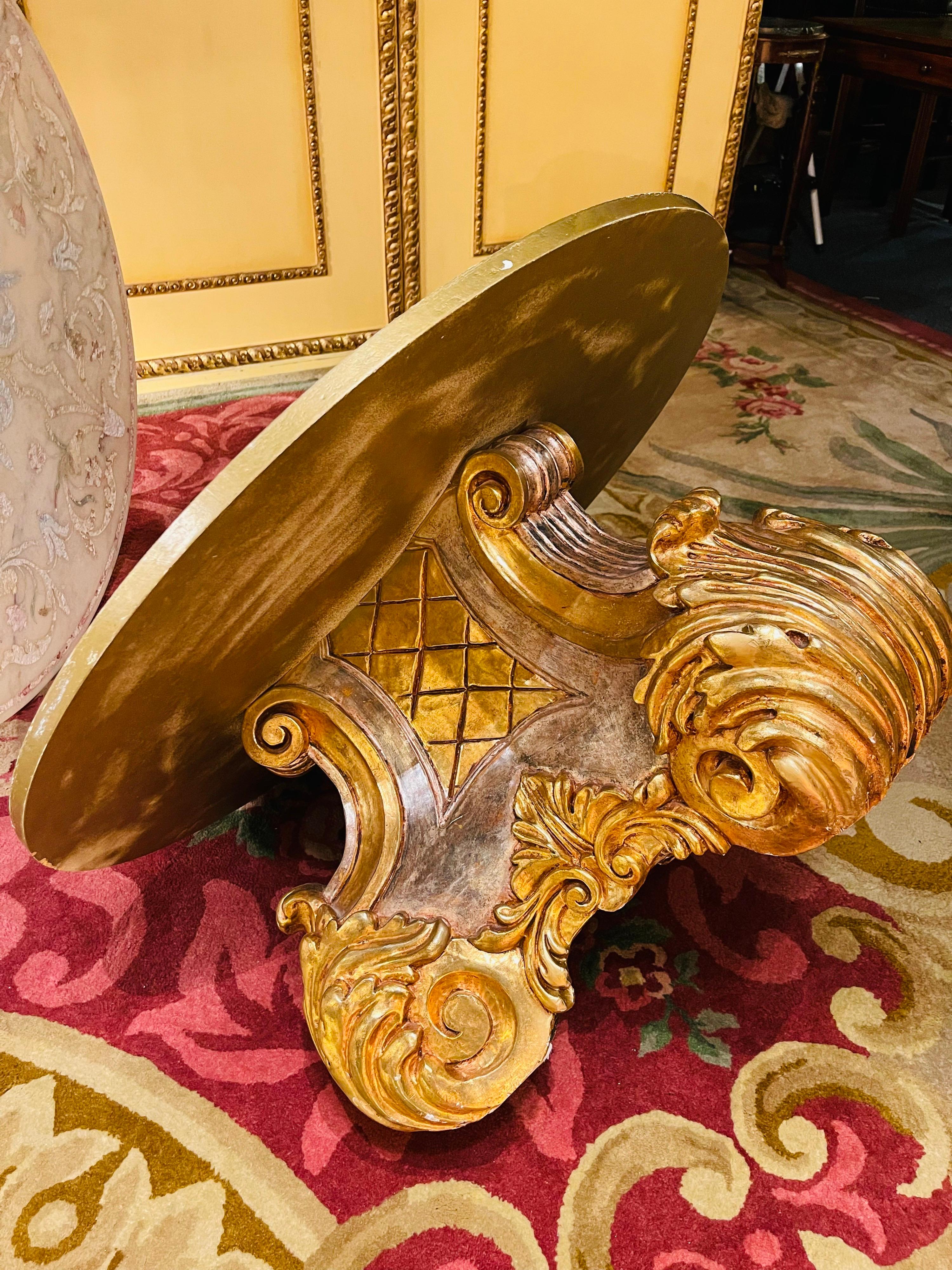 Extraordinary Splendid Italian Designer Coffee Table, Gold with Marble Top For Sale 9