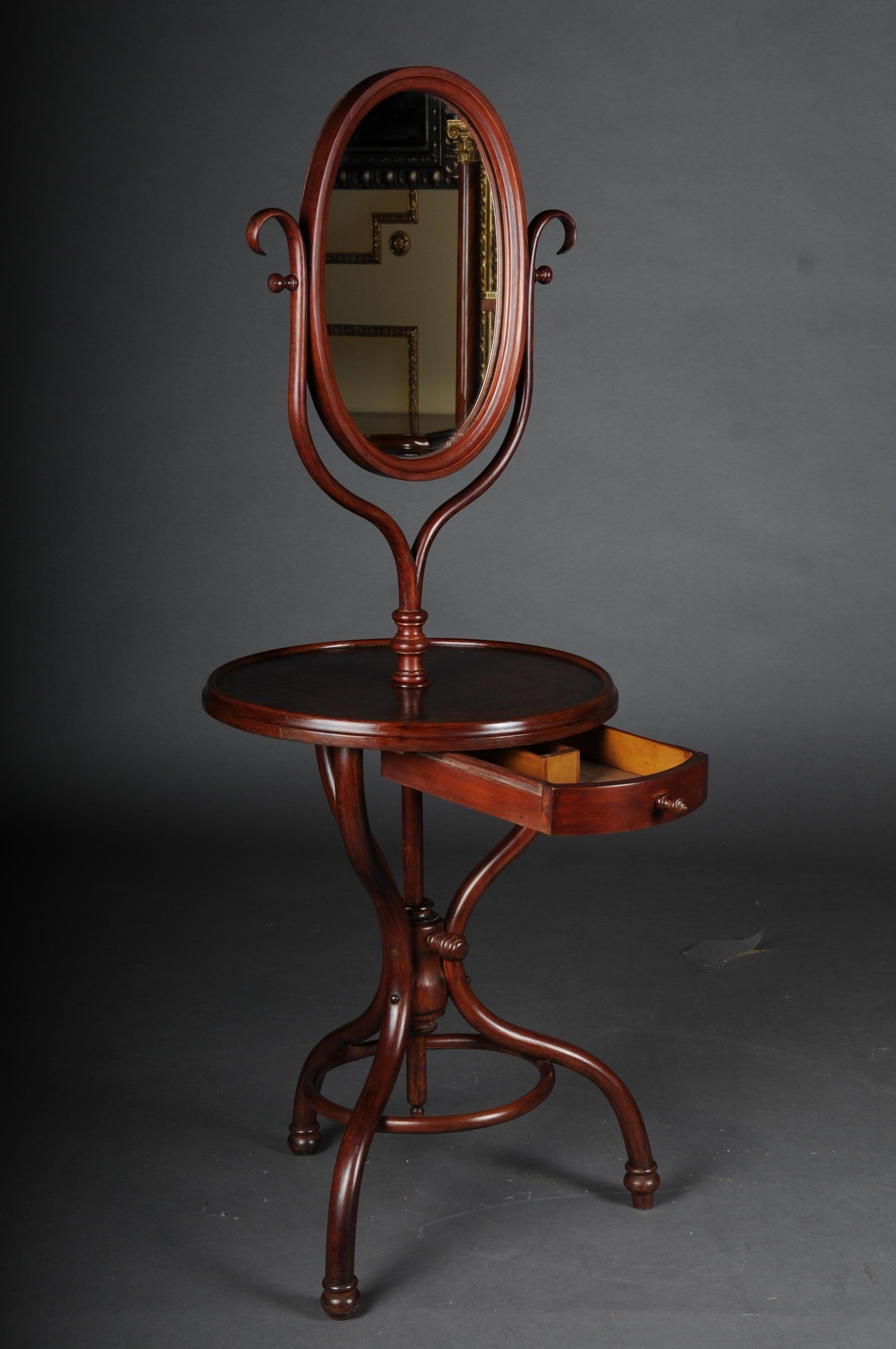 Extraordinary Standing Mirror Thonet Beech Wood Inlay For Sale 6