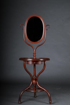 Extraordinary Standing Mirror Thonet Beech Wood Inlay