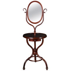 Extraordinario Espejo de Pie Thonet Incrustación de Madera de Haya