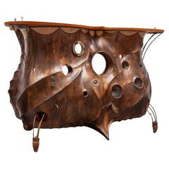 Extraordinary Surrealistic Bar 1980s with Glass Lens and Fish Decor Underworld.