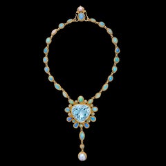 Außergewöhnliche Halskette aus Gold mit Topas, Opal und Perle von Luna Felix
