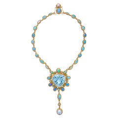 Extraordinary Topaz, Opal & Pearl Gold Necklace by Luna Felix