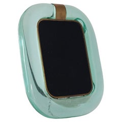 Extraordinaire Cadre en verre de Murano vert turquoise signé 1940s Archimede Seguso
