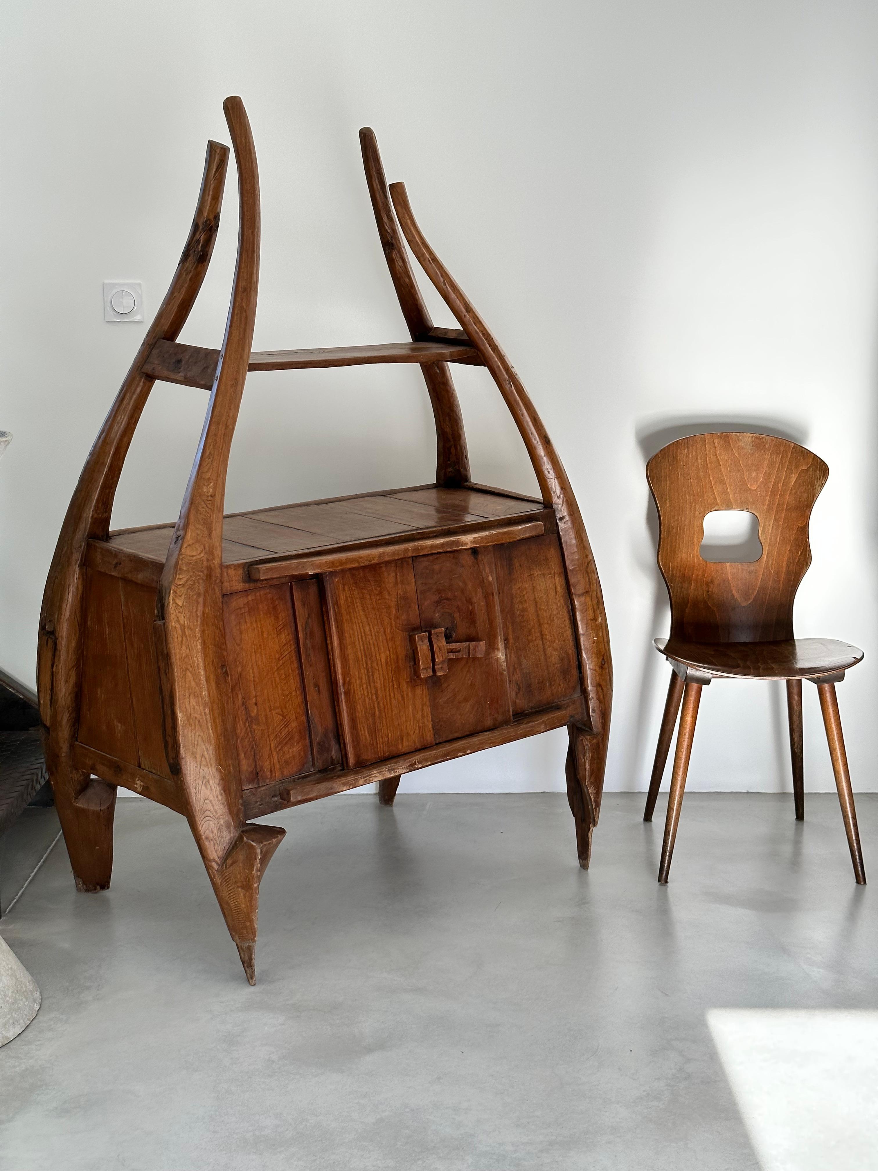 Extraordinary unique primitive cabinet, 19 th French Pyrenees folk art 12