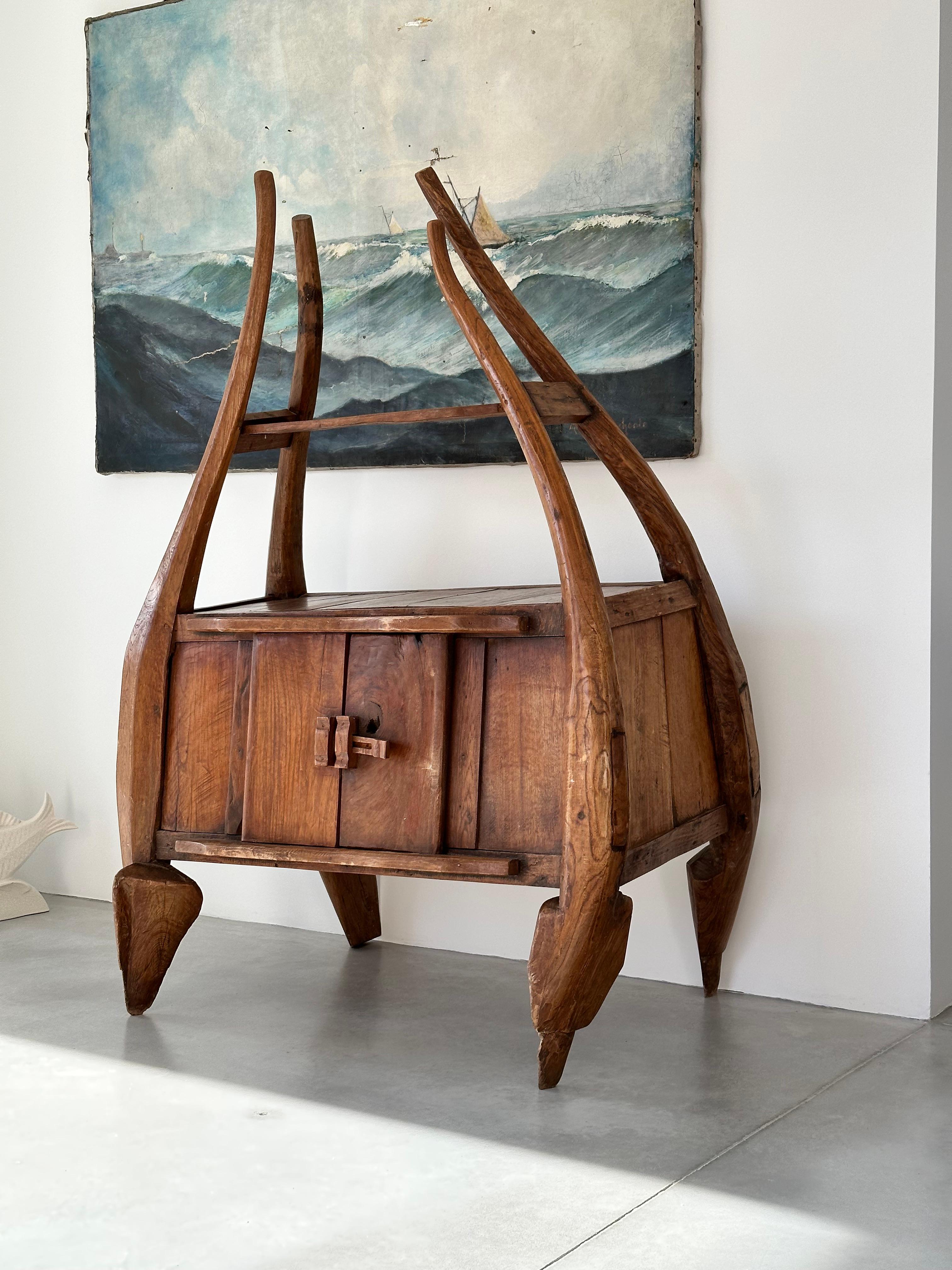 Extraordinary unique primitive cabinet, 19 th French Pyrenees folk art 13