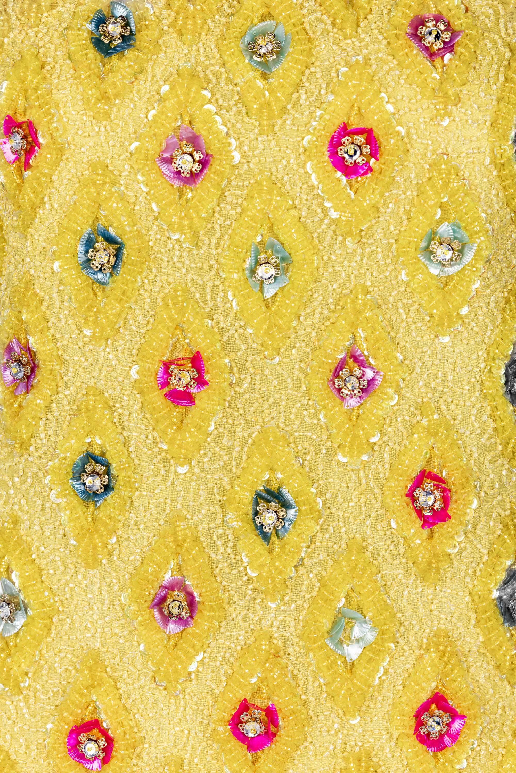 Extraordinary Unlabeled Yellow Beaded & Sequins Embellished Dress 6