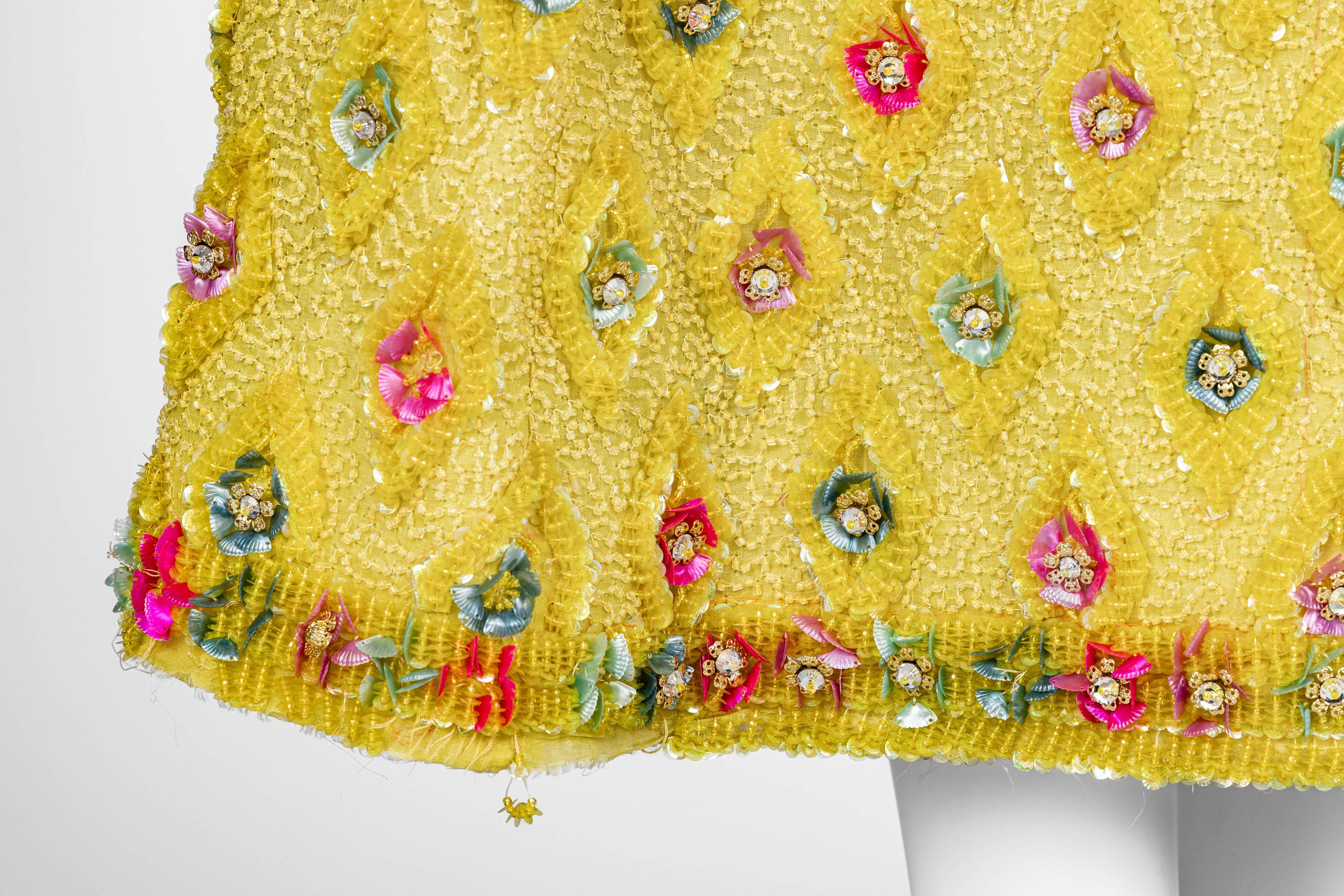 Extraordinary Unlabeled Yellow Beaded & Sequins Embellished Dress 7