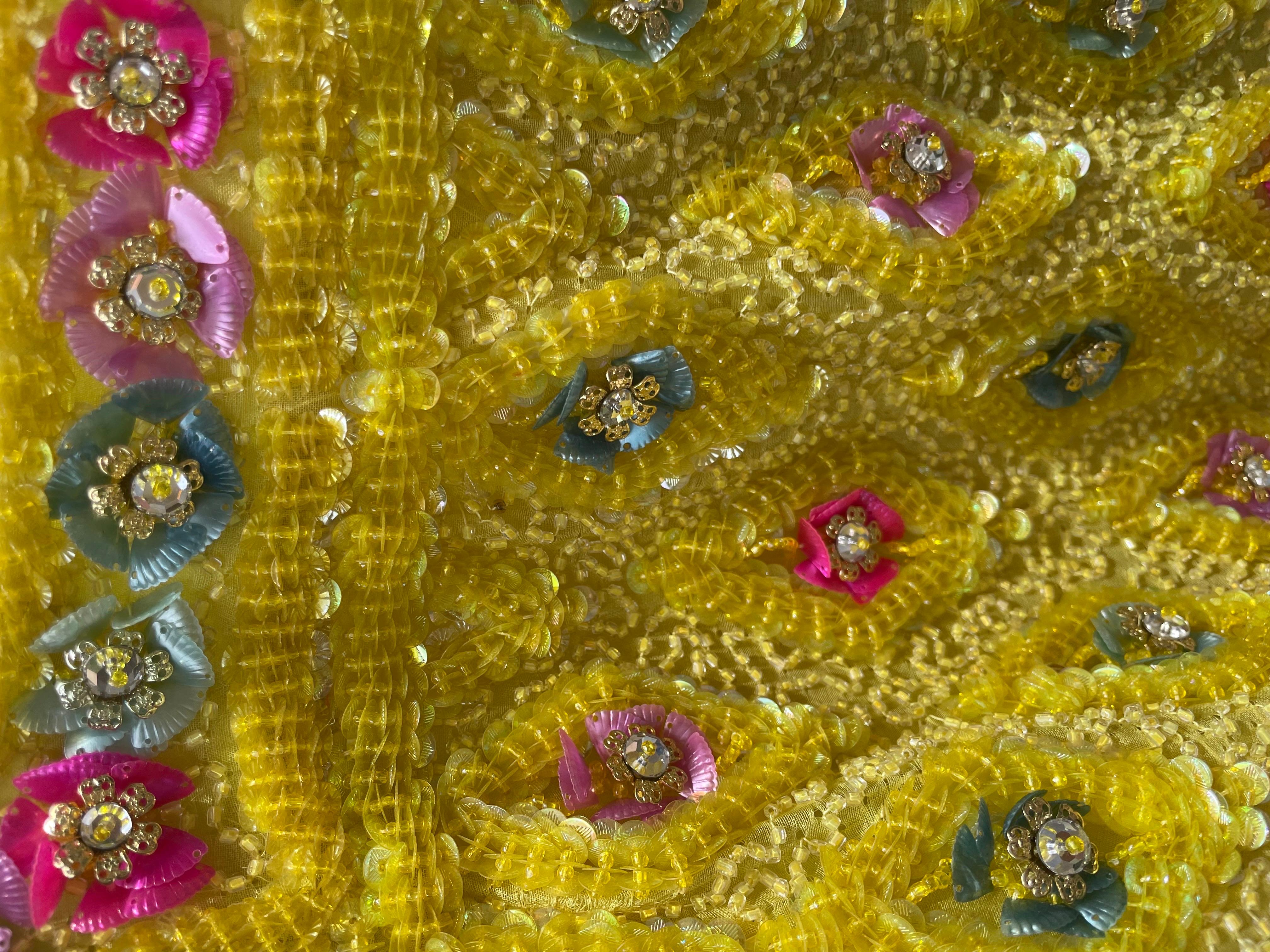Extraordinary Unlabeled Yellow Beaded & Sequins Embellished Dress 12