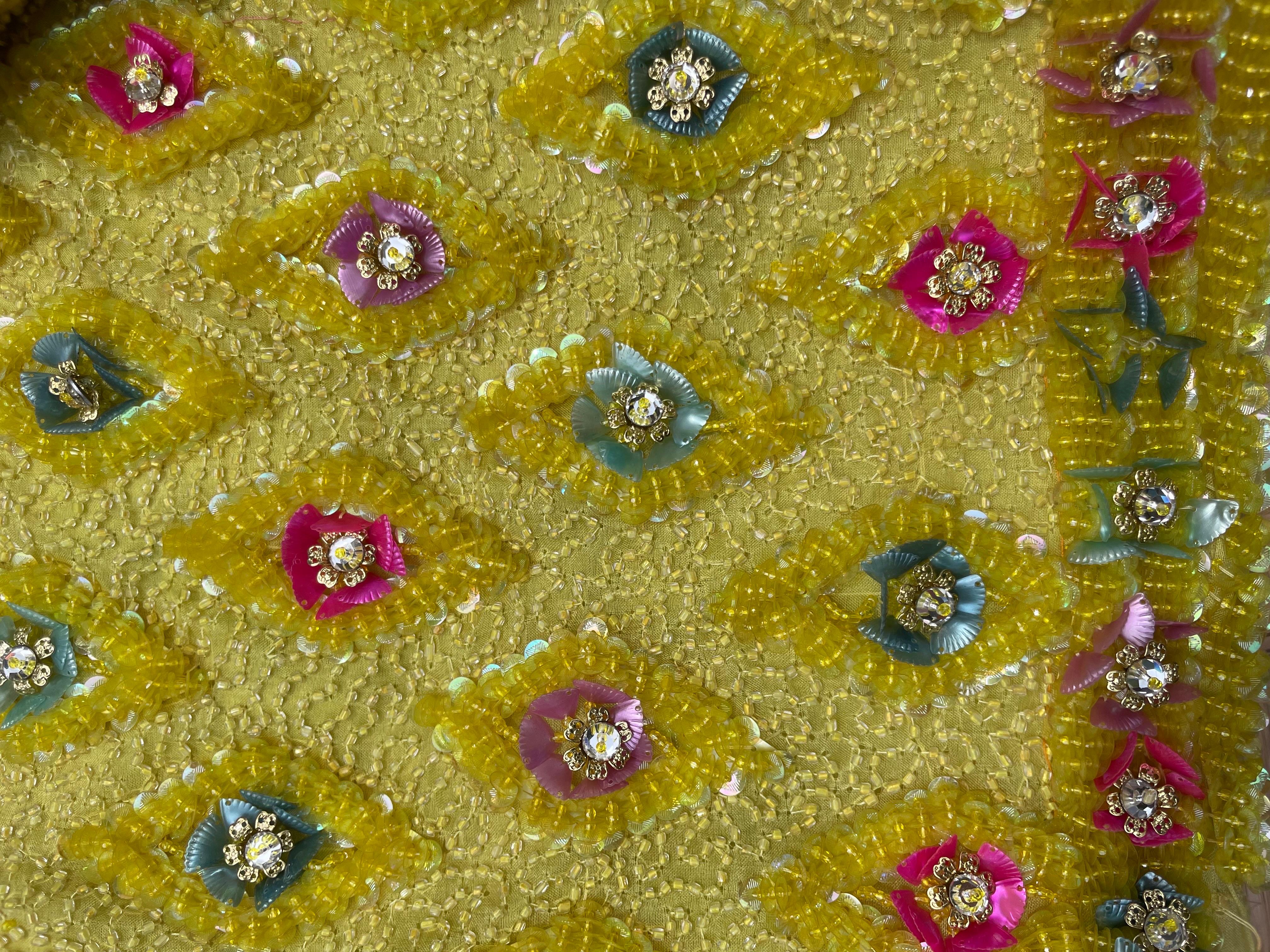 Extraordinary Unlabeled Yellow Beaded & Sequins Embellished Dress 13
