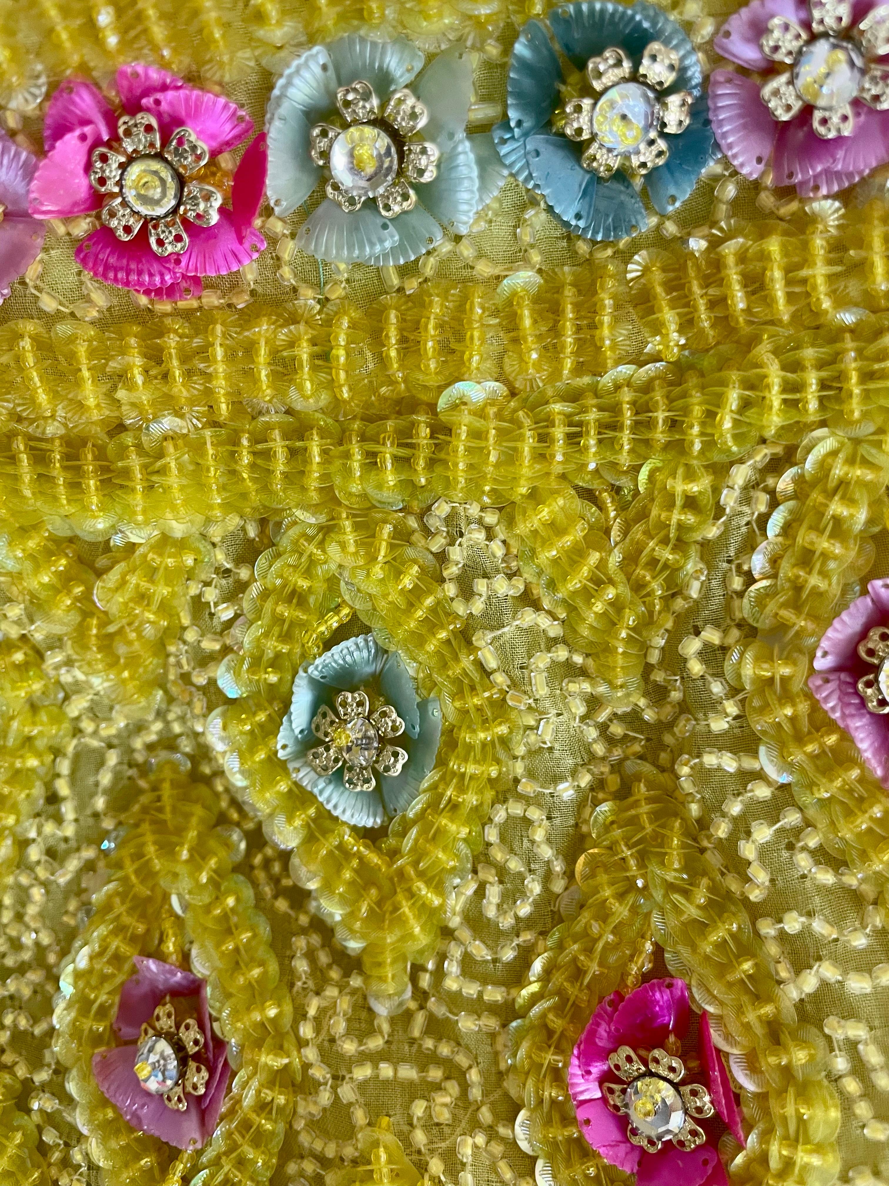 Extraordinary Unlabeled Yellow Beaded & Sequins Embellished Dress 10