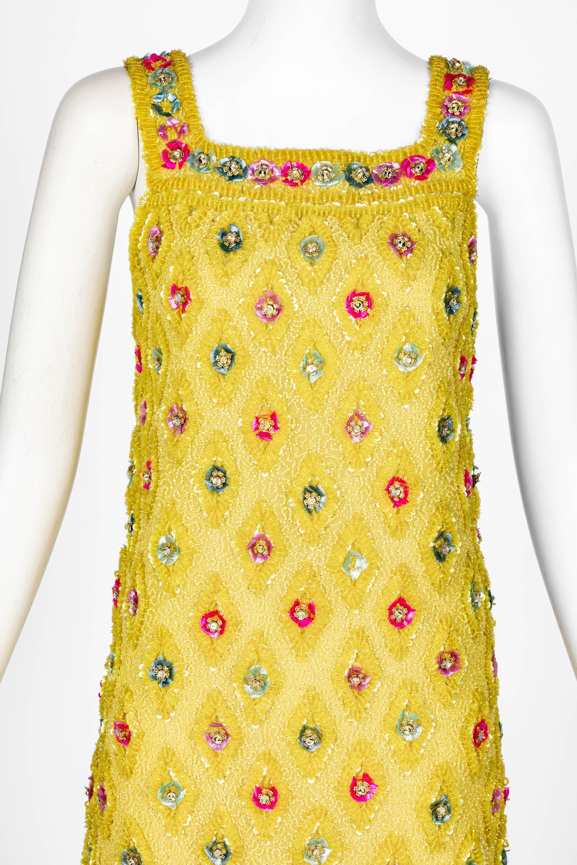Extraordinary Unlabeled Yellow Beaded & Sequins Embellished Dress 2