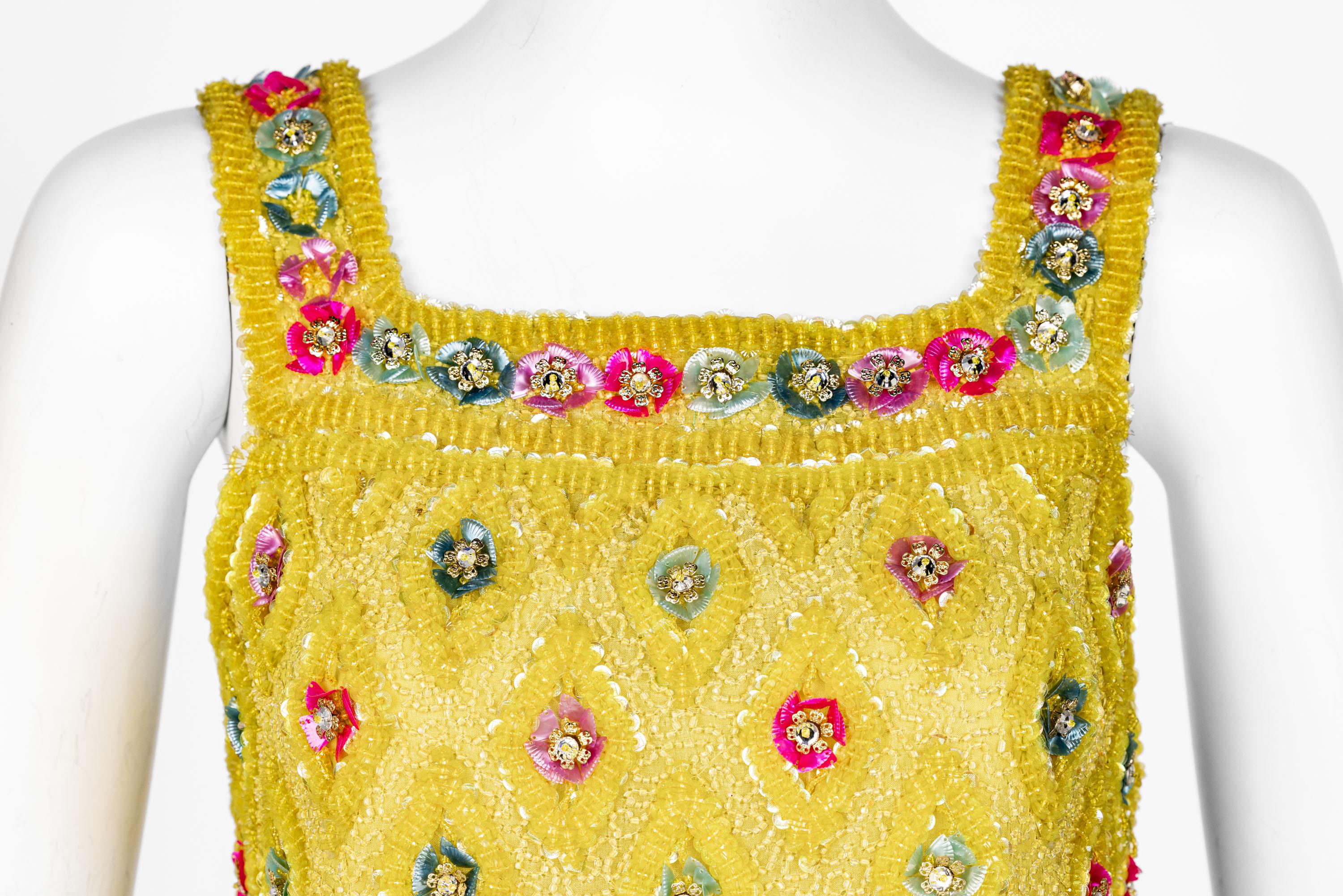 Extraordinary Unlabeled Yellow Beaded & Sequins Embellished Dress 3