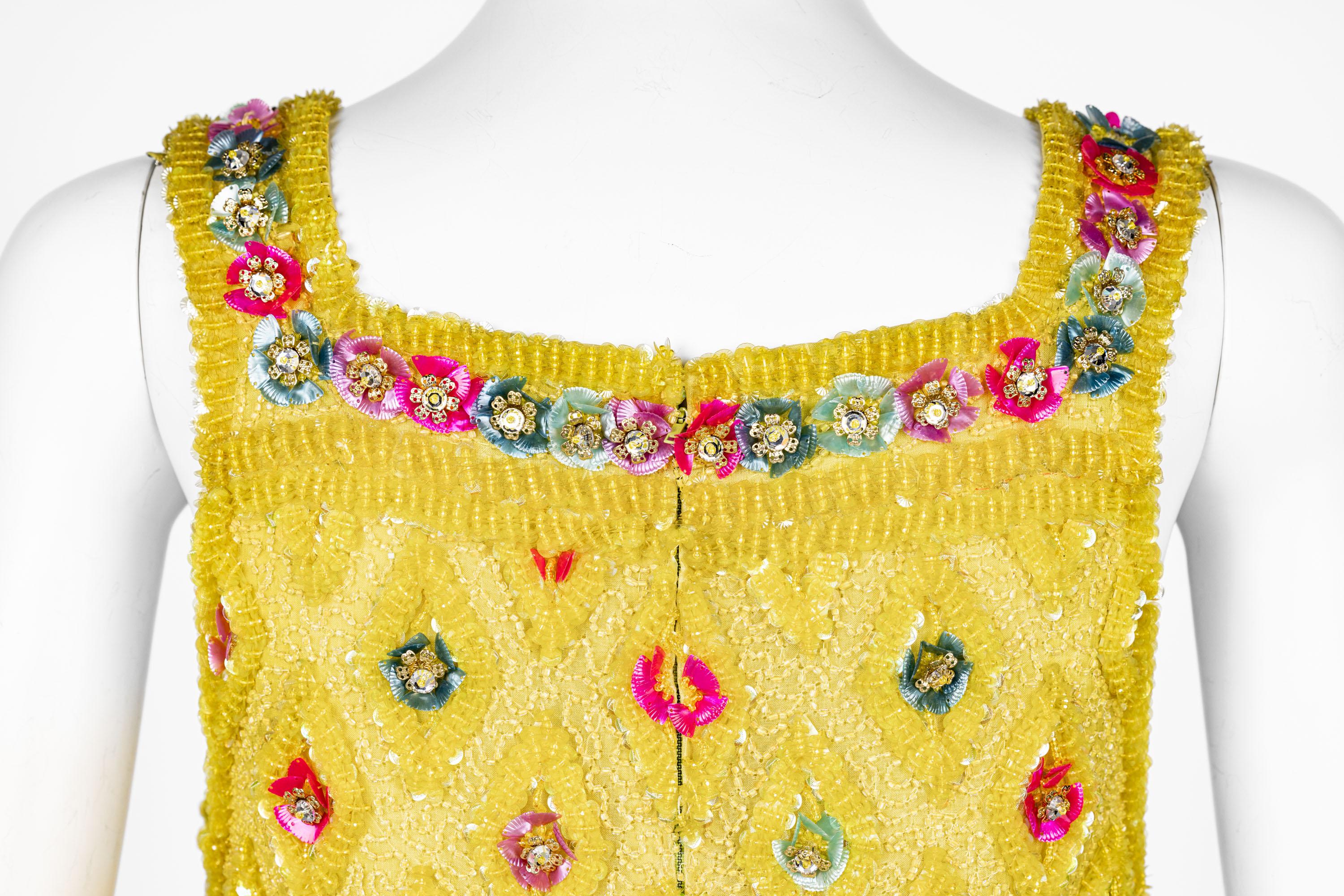Extraordinary Unlabeled Yellow Beaded & Sequins Embellished Dress 5