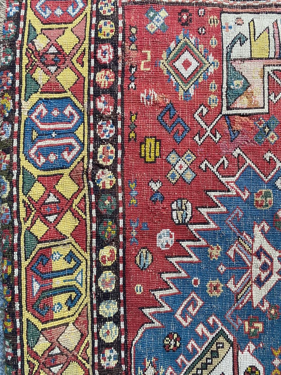 Bobyrug's Extraordinary Unusual Antique Caucasian Needlepoint Embroidered Rug (Tapis brodé à l'aiguille du Caucase) en vente 2