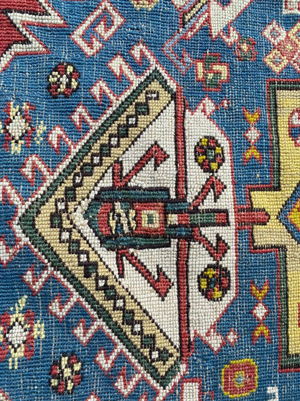 Bobyrug's Extraordinary Unusual Antique Caucasian Needlepoint Embroidered Rug (Tapis brodé à l'aiguille du Caucase) en vente 3