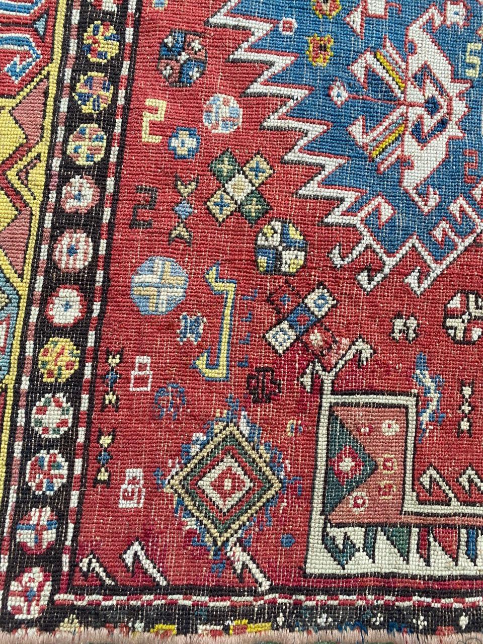 Bobyrug's Extraordinary Unusual Antique Caucasian Needlepoint Embroidered Rug (Tapis brodé à l'aiguille du Caucase) en vente 4