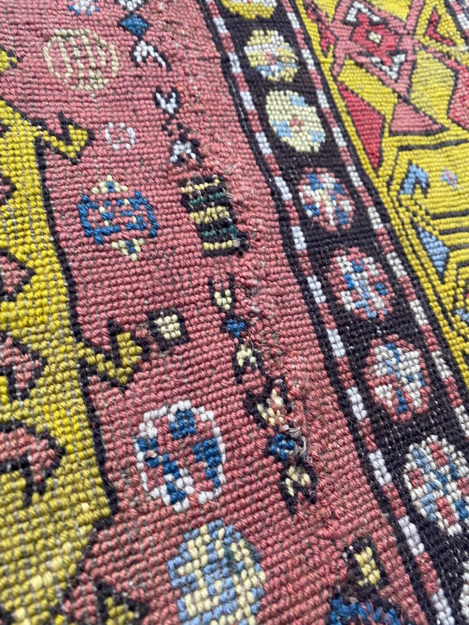 Bobyrug’s Extraordinary Unusual Antique Caucasian Needlepoint Embroidered Rug For Sale 6