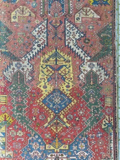 Bobyrug's Extraordinary Unusual Antique Caucasian Needlepoint Knüpfteppich