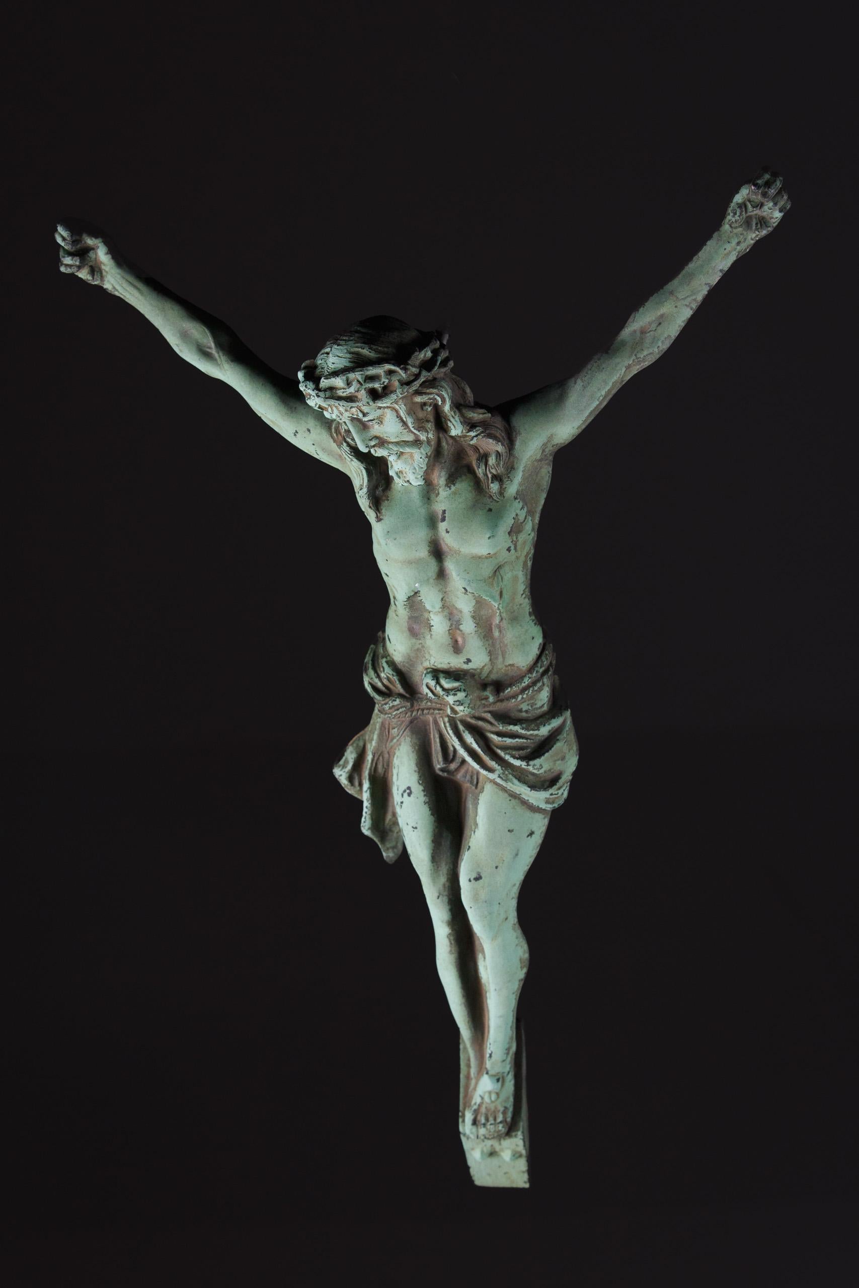 19th Century Extraordinary Verdigris Bronze Corpus Christi