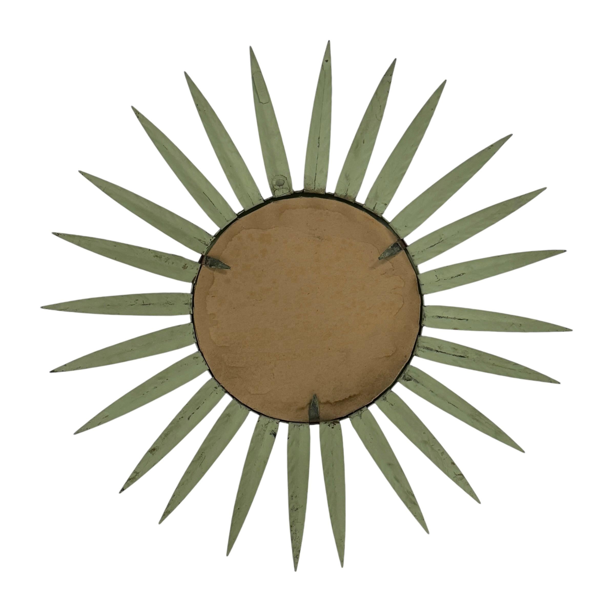 Extraordinary Verdigris Sunburst Starburst Metal Convex Mirror France 1960s For Sale 5