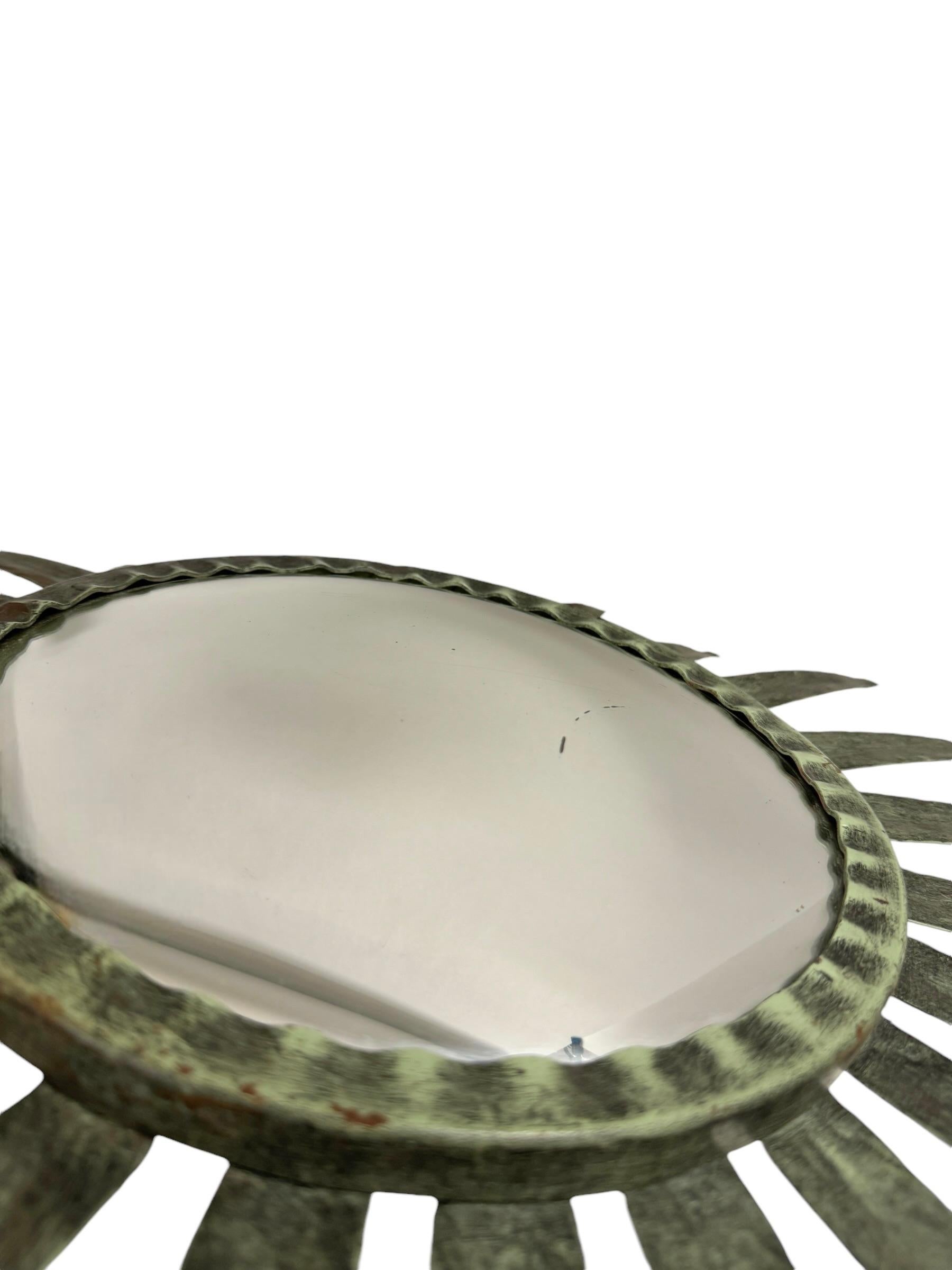 Extraordinary Verdigris Sunburst Starburst Metal Convex Mirror France 1960s For Sale 7