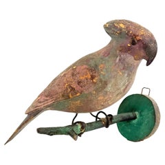 Extraordinario pájaro de madera tallada a mano por Vichtauer, arte popular de la Selva Negra, década de 1870