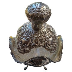 Antique Extraordinary Victorian Silver Stand with Silverplate Topped Scent Bottle