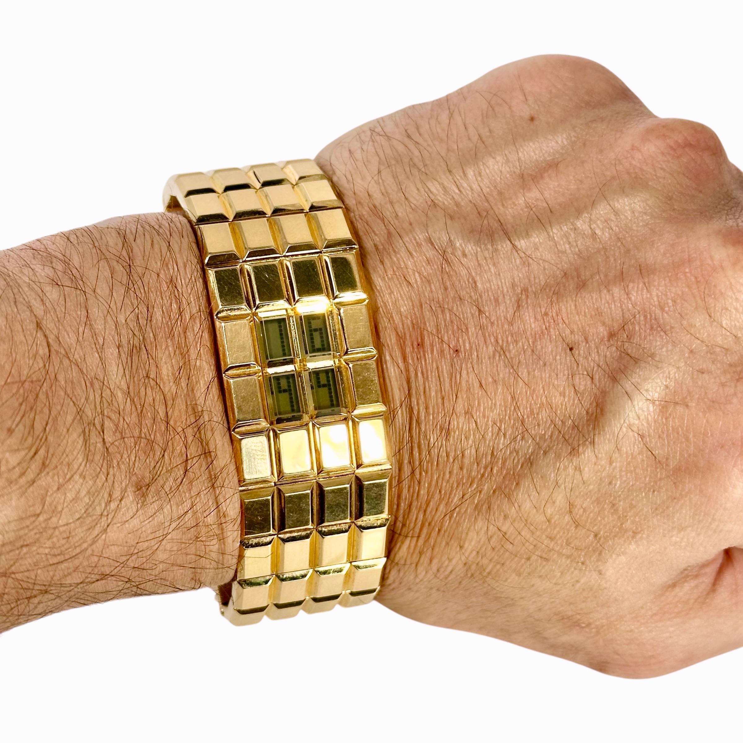 Extraordinary Vintage 18k Yellow Gold Chanel 'Chocolat' Unisex Digital Watch For Sale 9