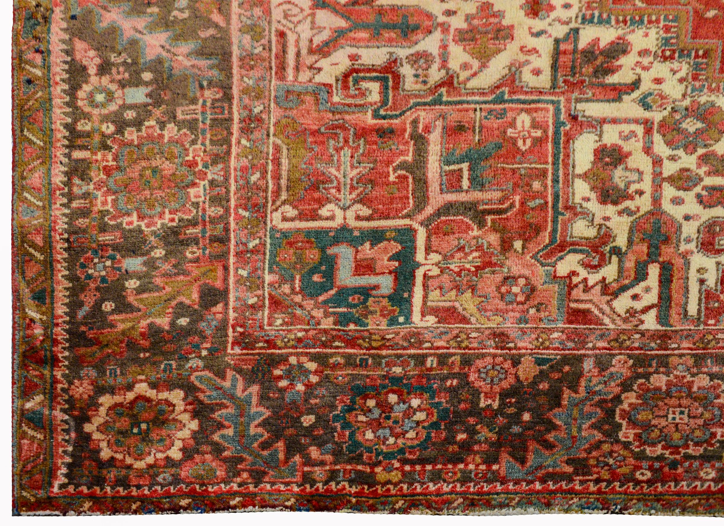 Wool Extraordinary Vintage Heriz Rug