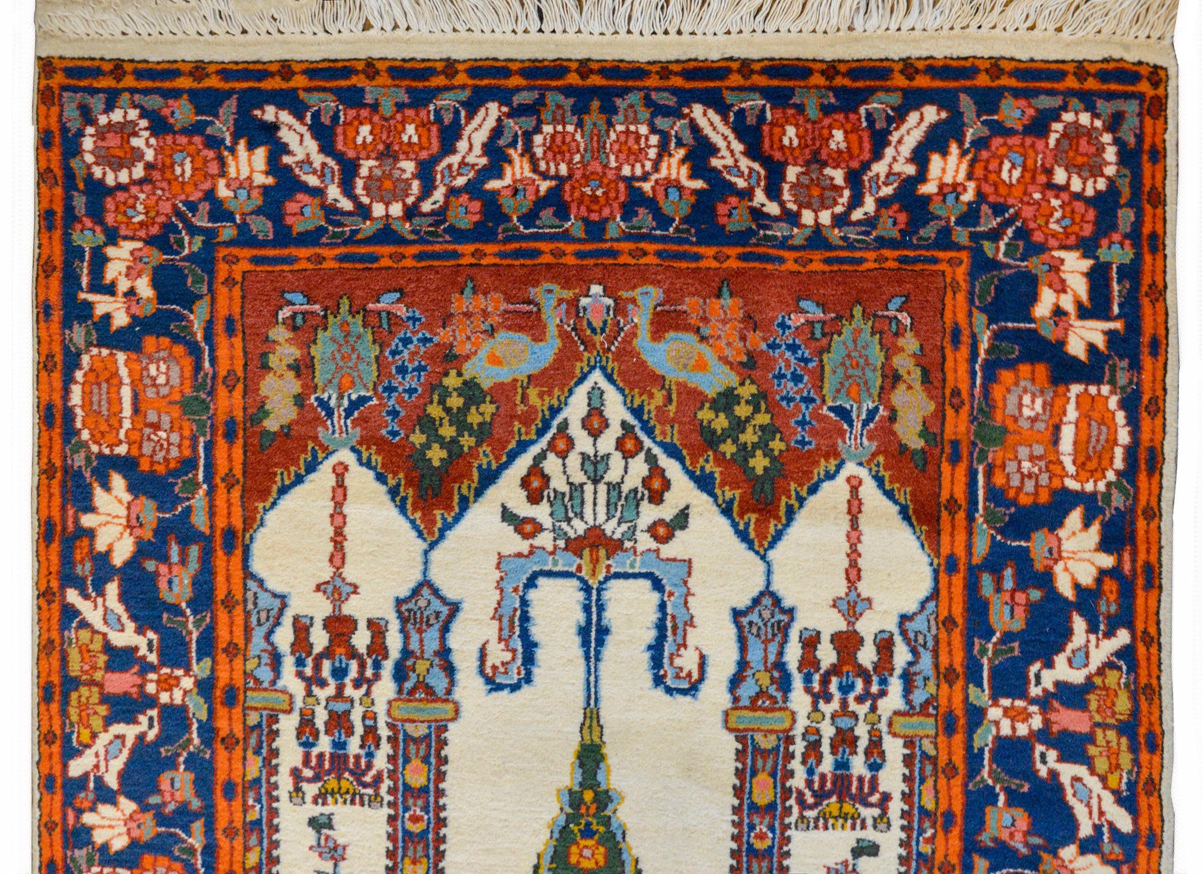 Tribal Extraordinaire tapis de prière indien vintage de style Bakhtiari en vente