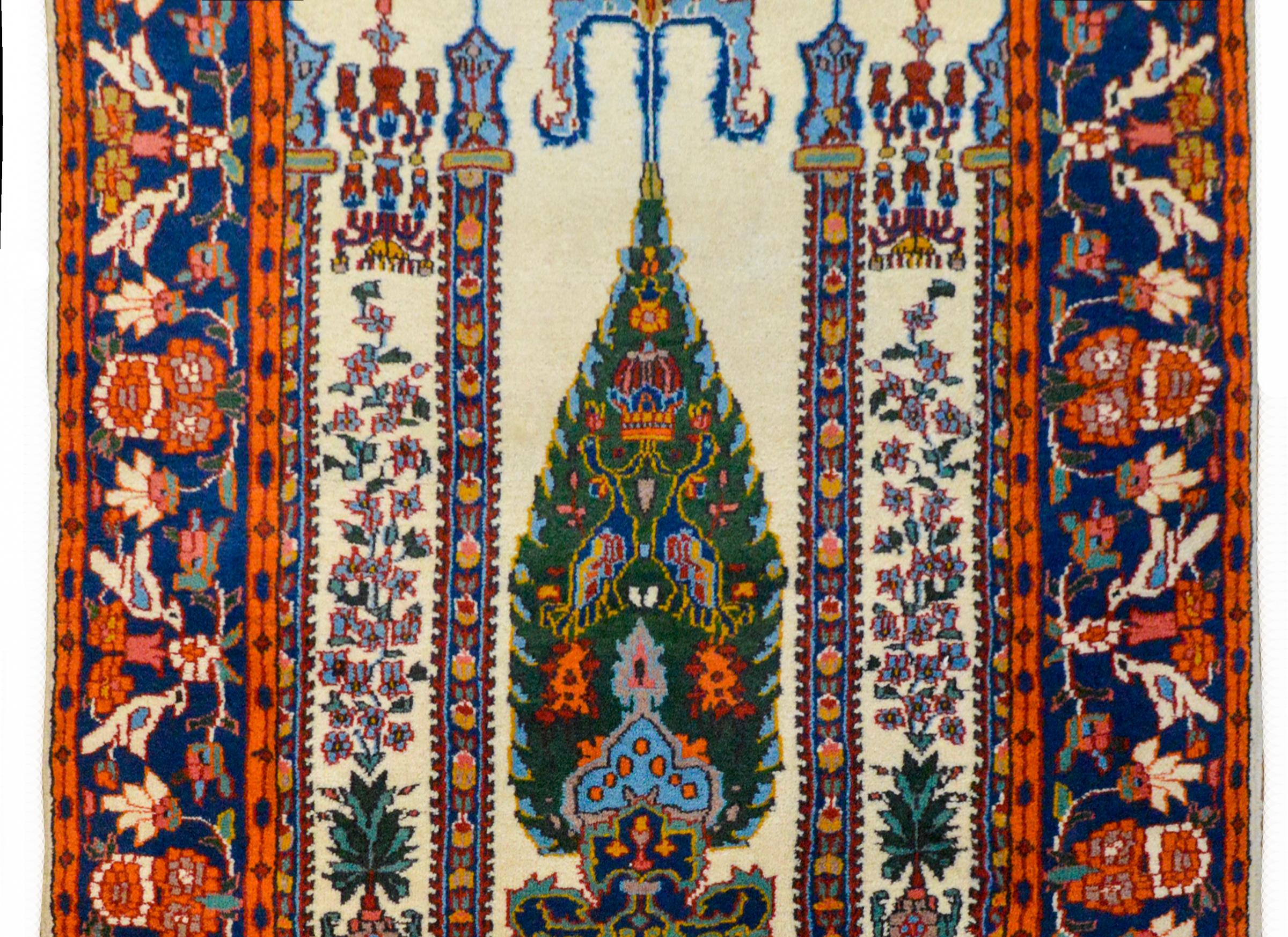 Extraordinaire tapis de prière indien vintage de style Bakhtiari Bon état - En vente à Chicago, IL