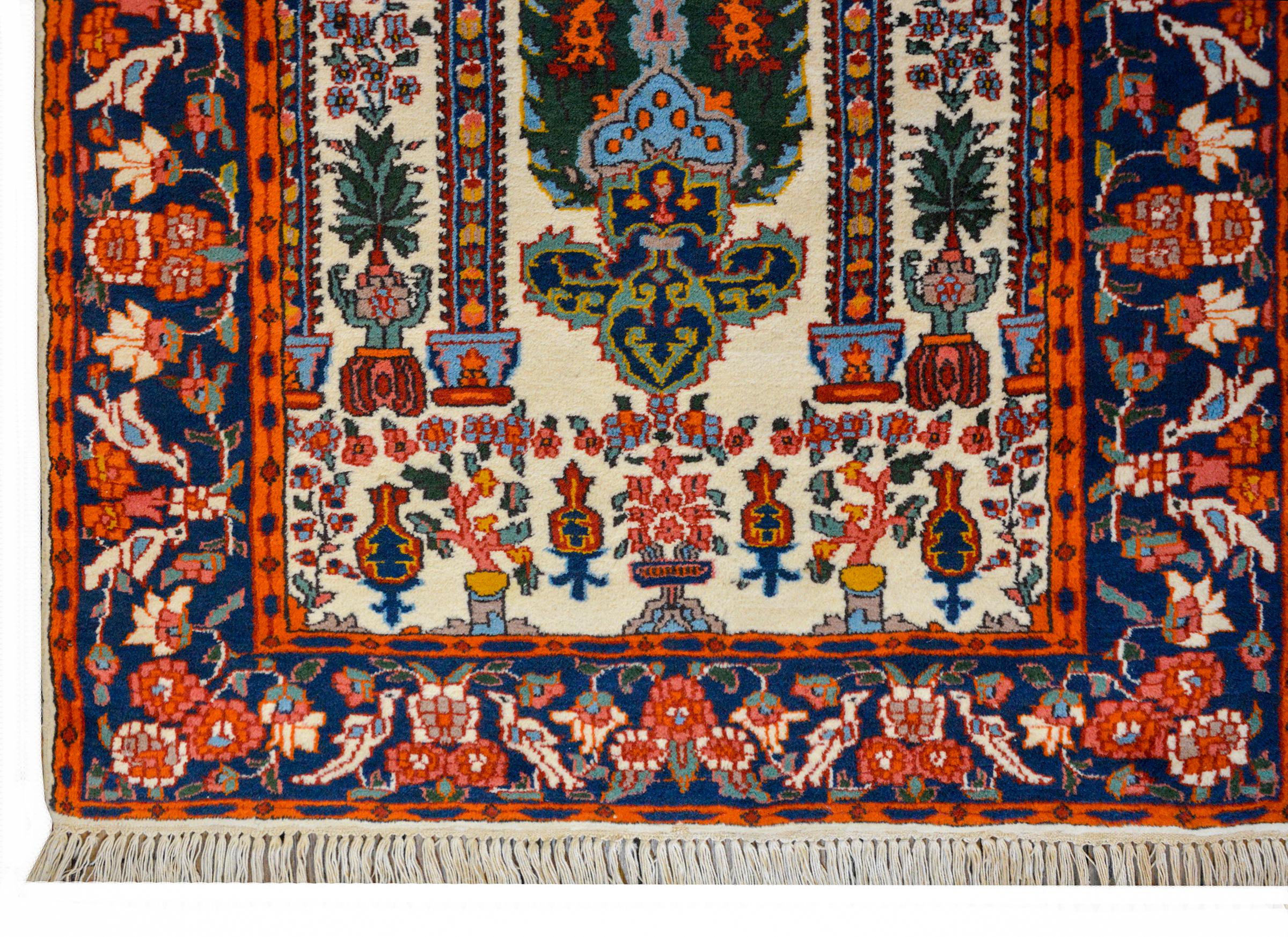 20ième siècle Extraordinaire tapis de prière indien vintage de style Bakhtiari en vente