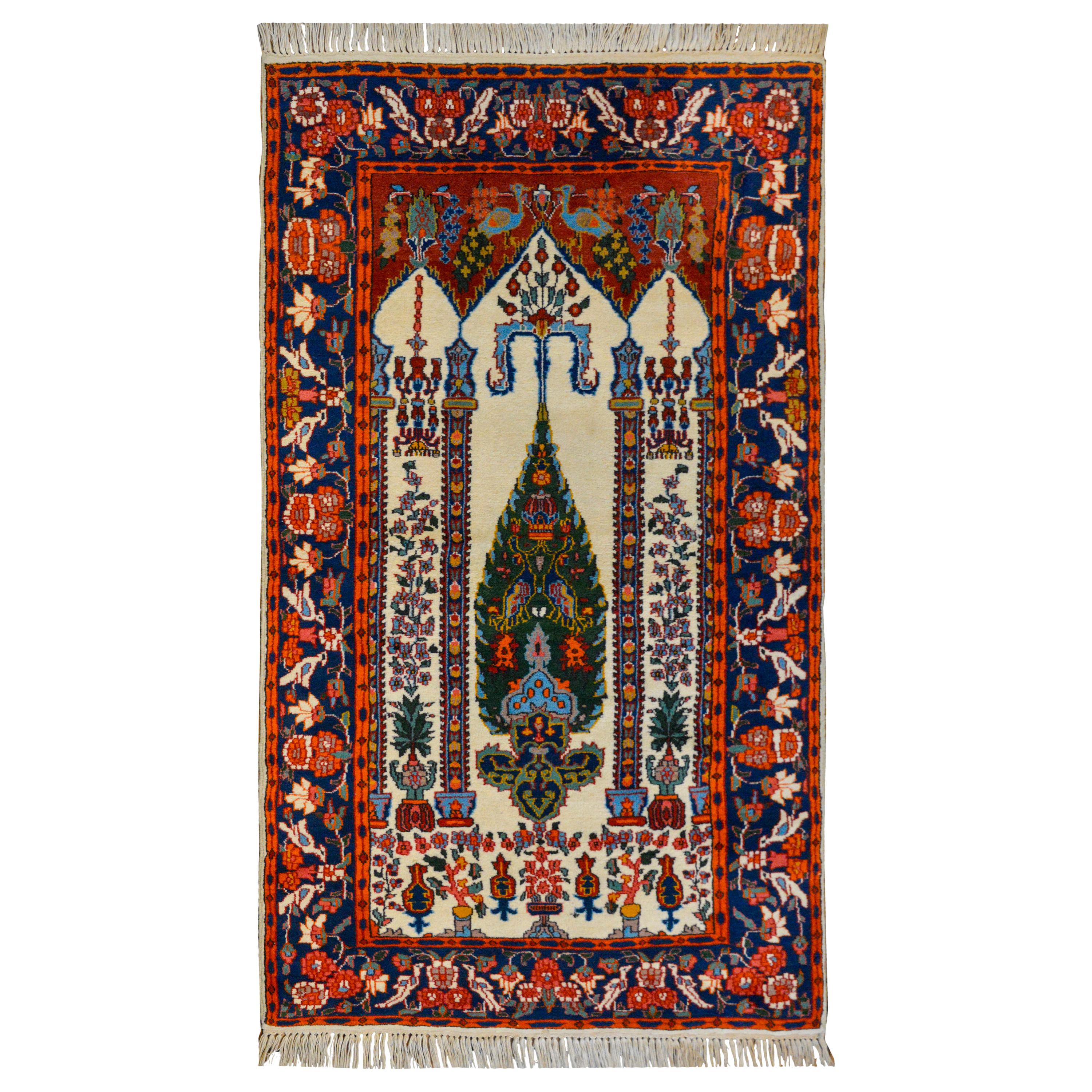 Extraordinaire tapis de prière indien vintage de style Bakhtiari en vente