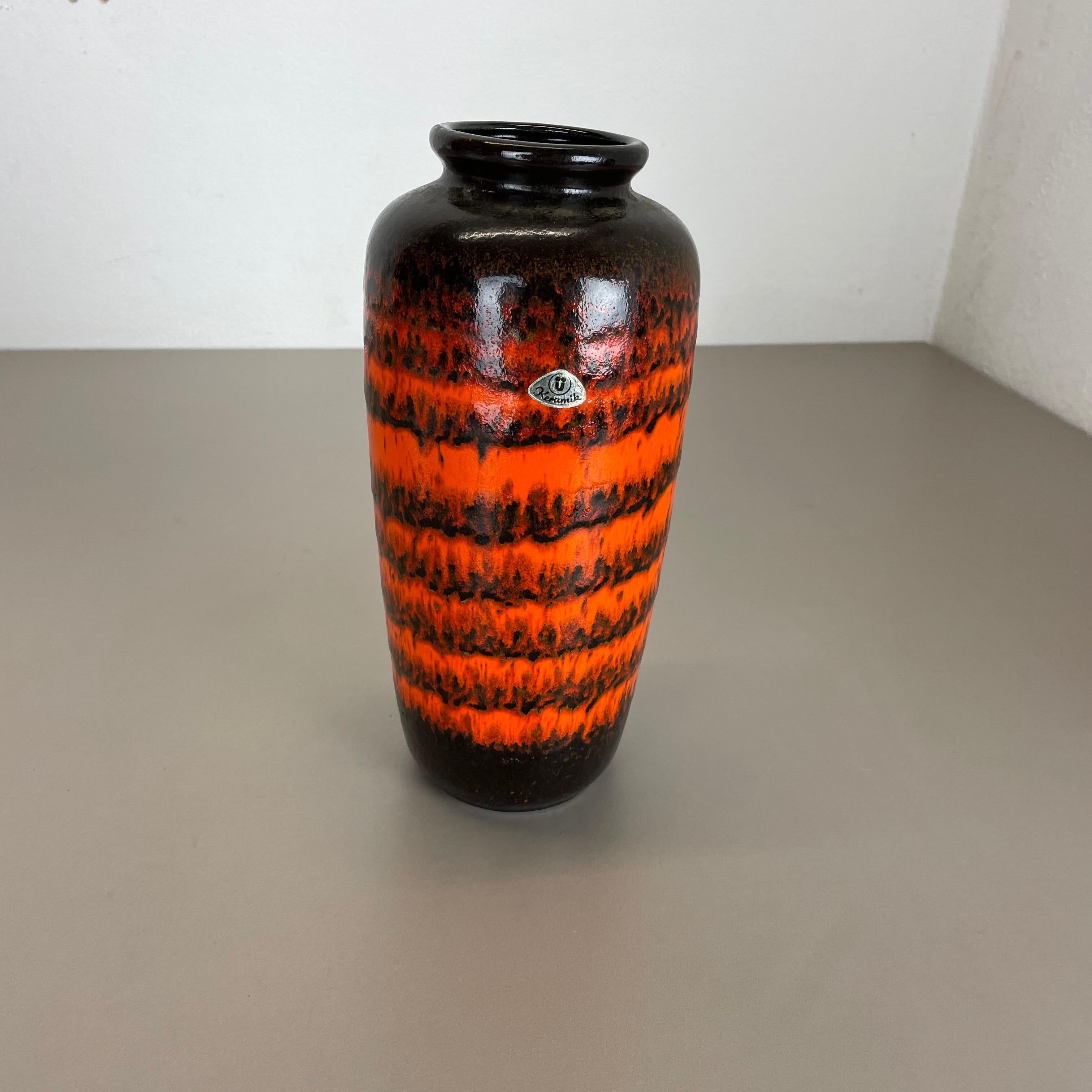 Mid-Century Modern Extraordinary Vintage Pottery Fat Lava Vase Made by Ü-Keramik WGP Germany 1970s For Sale