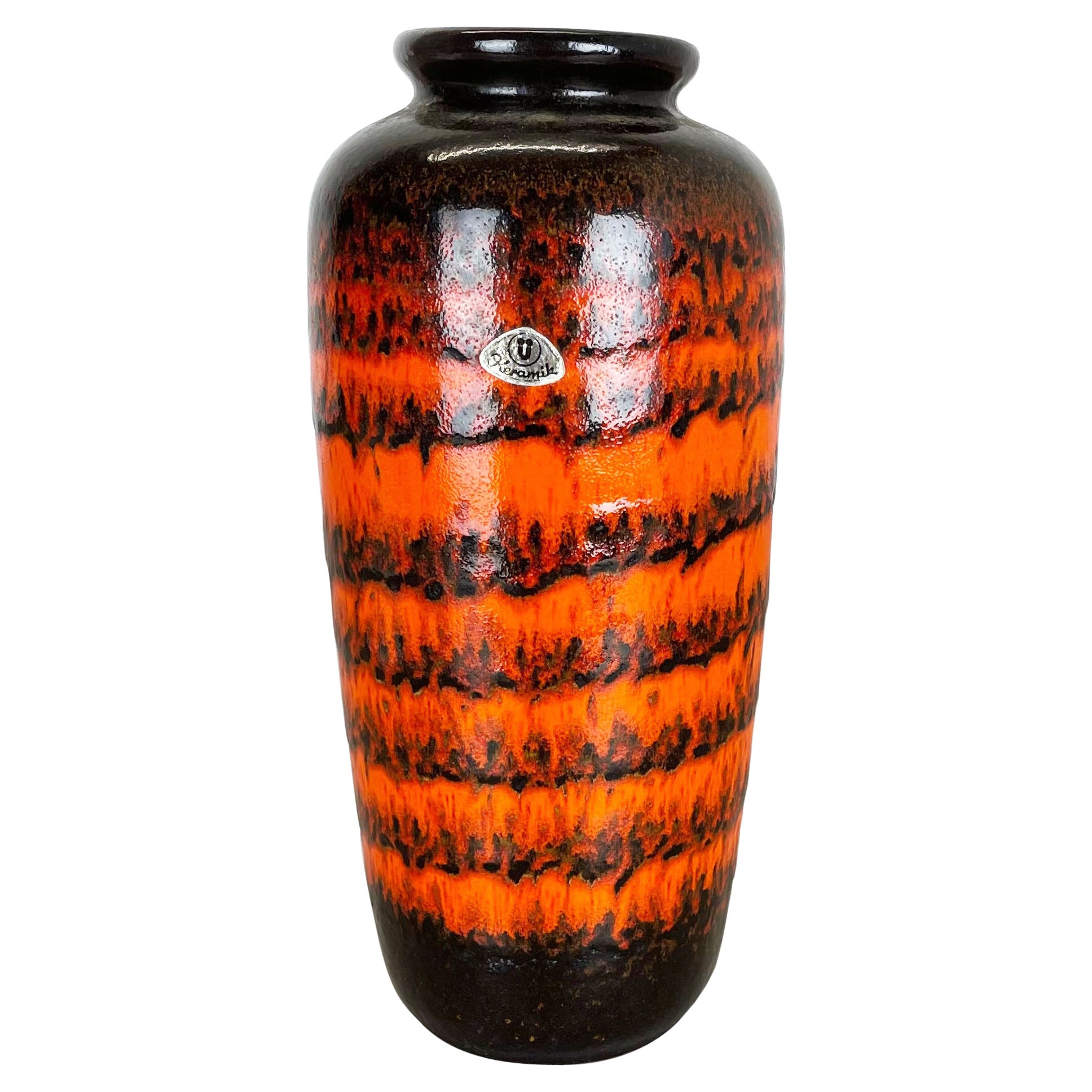 Straordinario vaso di ceramica vintage in lava grassa realizzato da Ü-Keramik WGP Germania anni '70