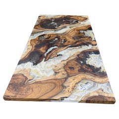 Extraordinary White Onix Marble Design Epoxy Resin Dining Table by Tinella