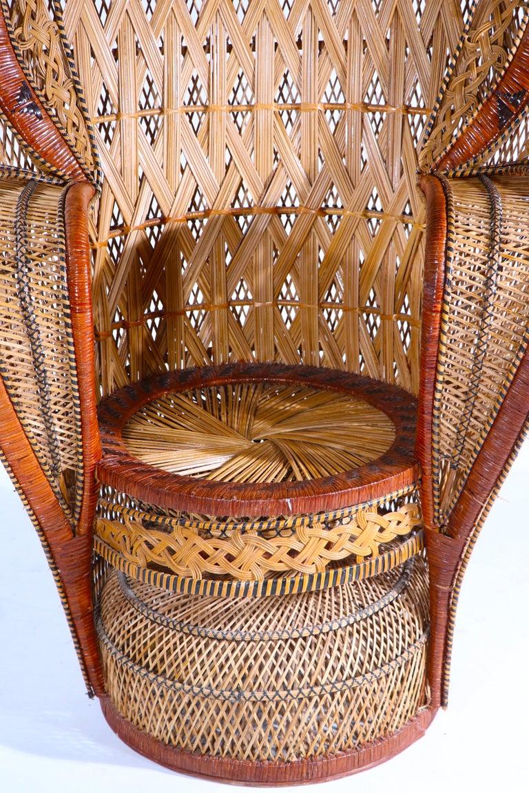 Extraordinary Wicker Fan Back Emanuelle Peacock Chair at 1stDibs
