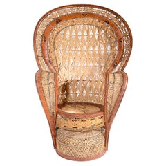 Extraordinaire fauteuil en osier à dossier en éventail Emanuelle Peacock Chair