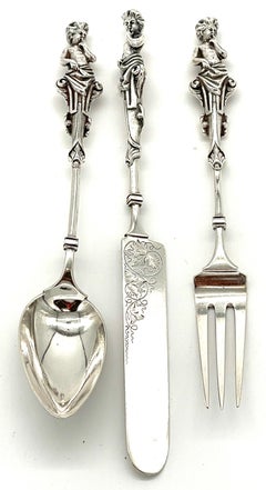 Extraordinary Wood & Hughes Figural Sterling Three-Piece Baby/ Youth Set
