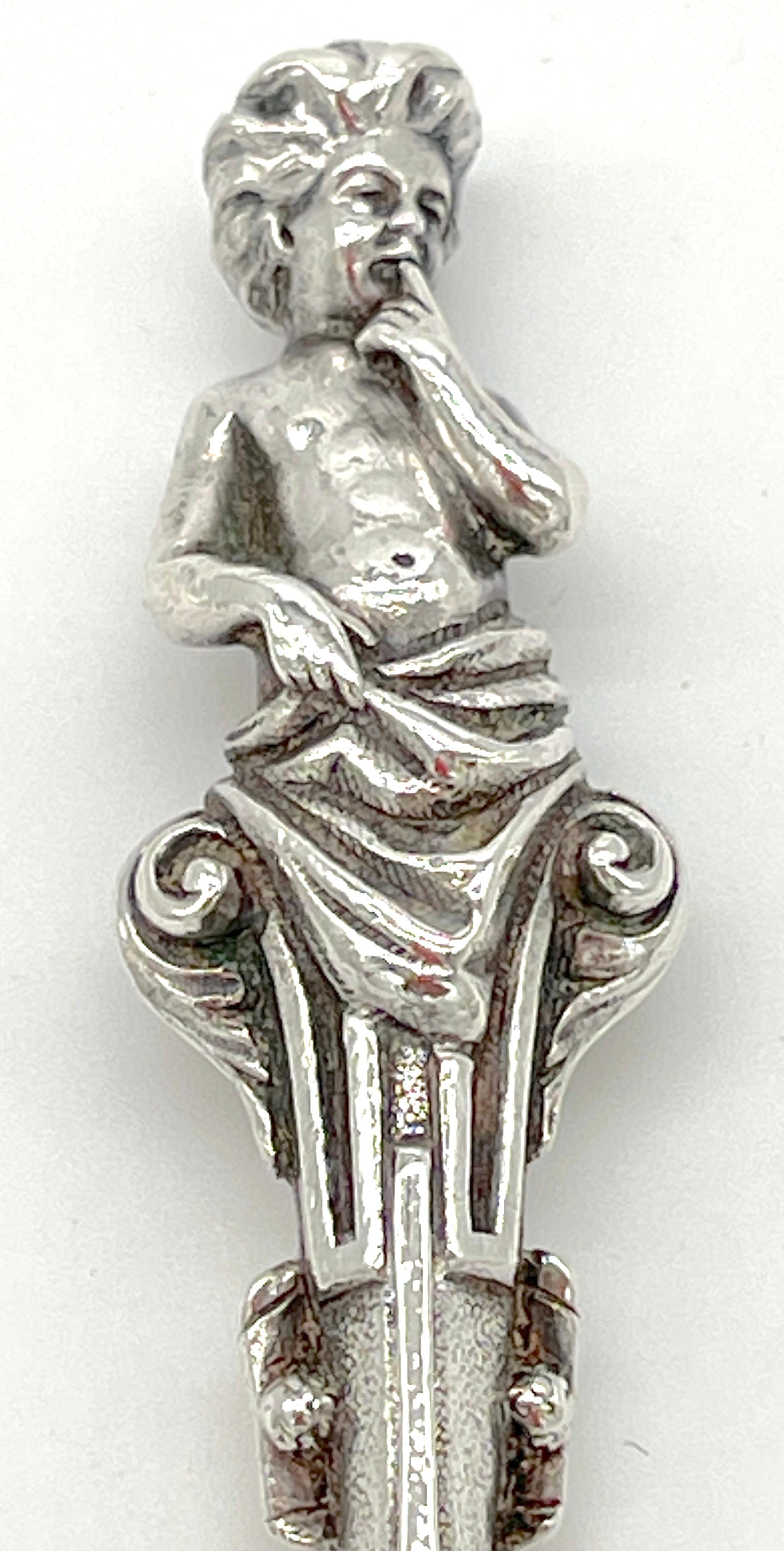 19th Century Extraordinary Wood & Hughes Figural Sterling Three-Piece Baby/ Youth Set  For Sale