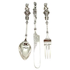 Extraordinary Wood & Hughes Figural Sterling Three-Piece Baby/ Youth Set 