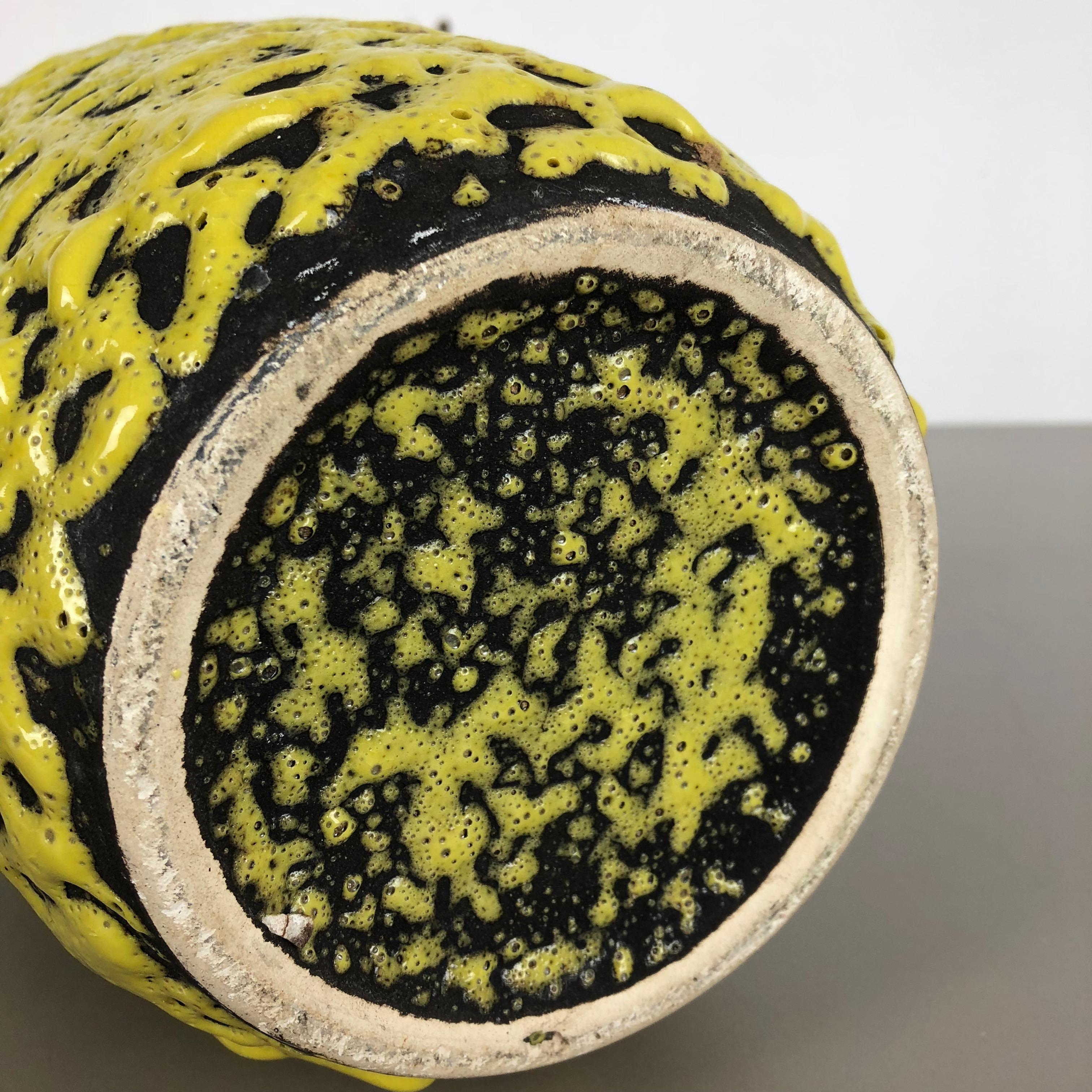 Extraordinary Yellow Glazed Pottery Fat Lava Vase by Scheurich, Germany, 1960s 4