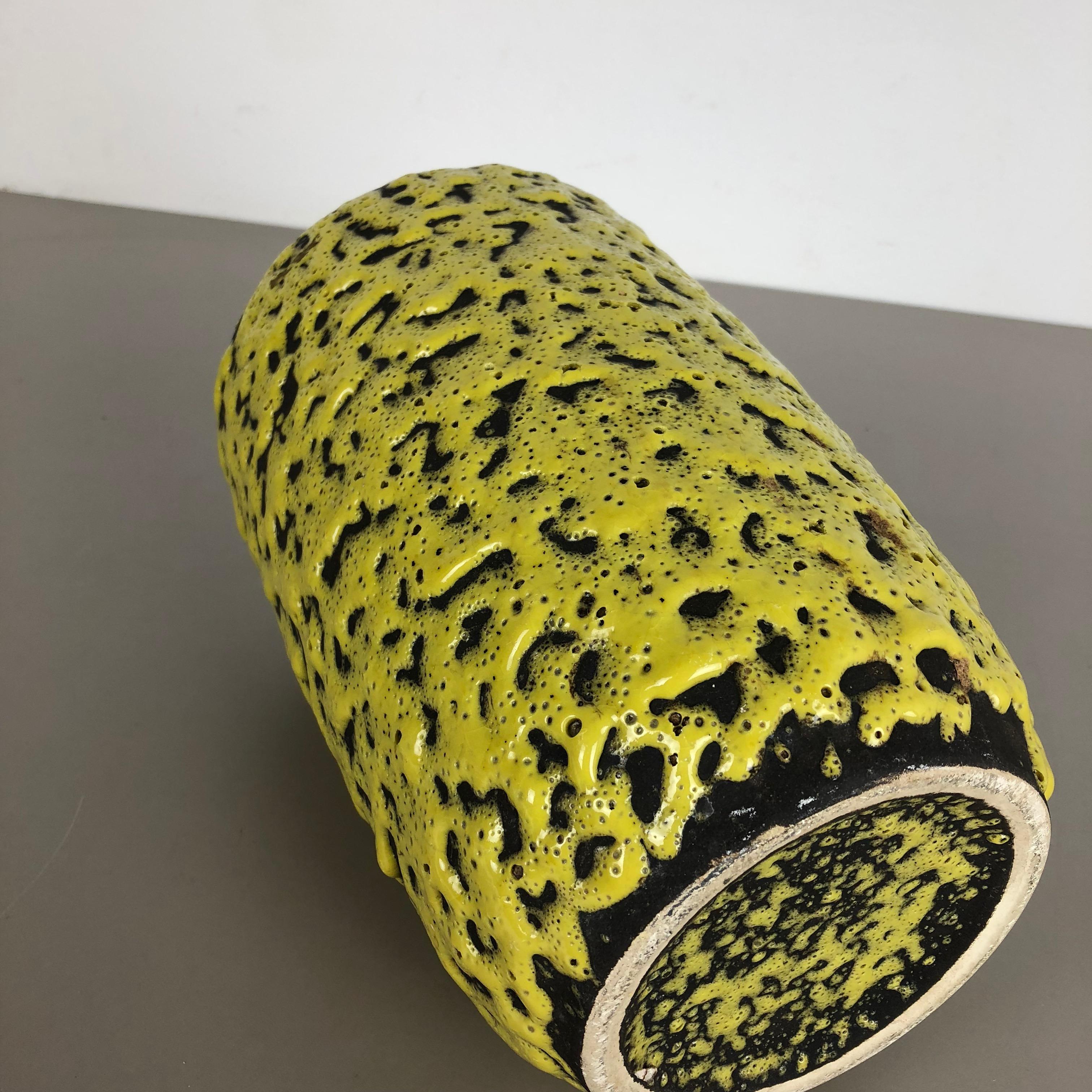Extraordinary Yellow Glazed Pottery Fat Lava Vase by Scheurich, Germany, 1960s 5
