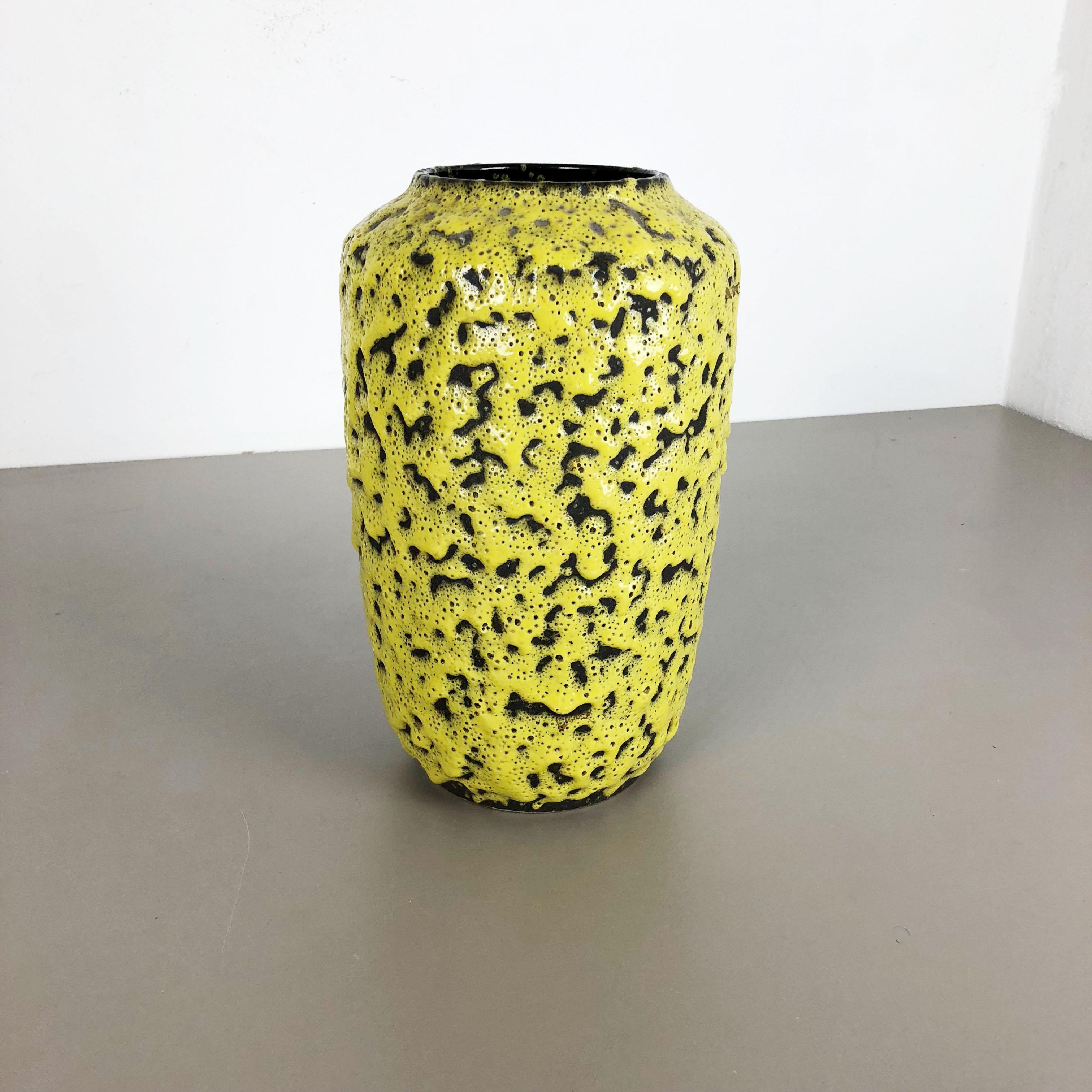 Mid-Century Modern Extraordinary Yellow Glazed Pottery Fat Lava Vase by Scheurich, Germany, 1960s