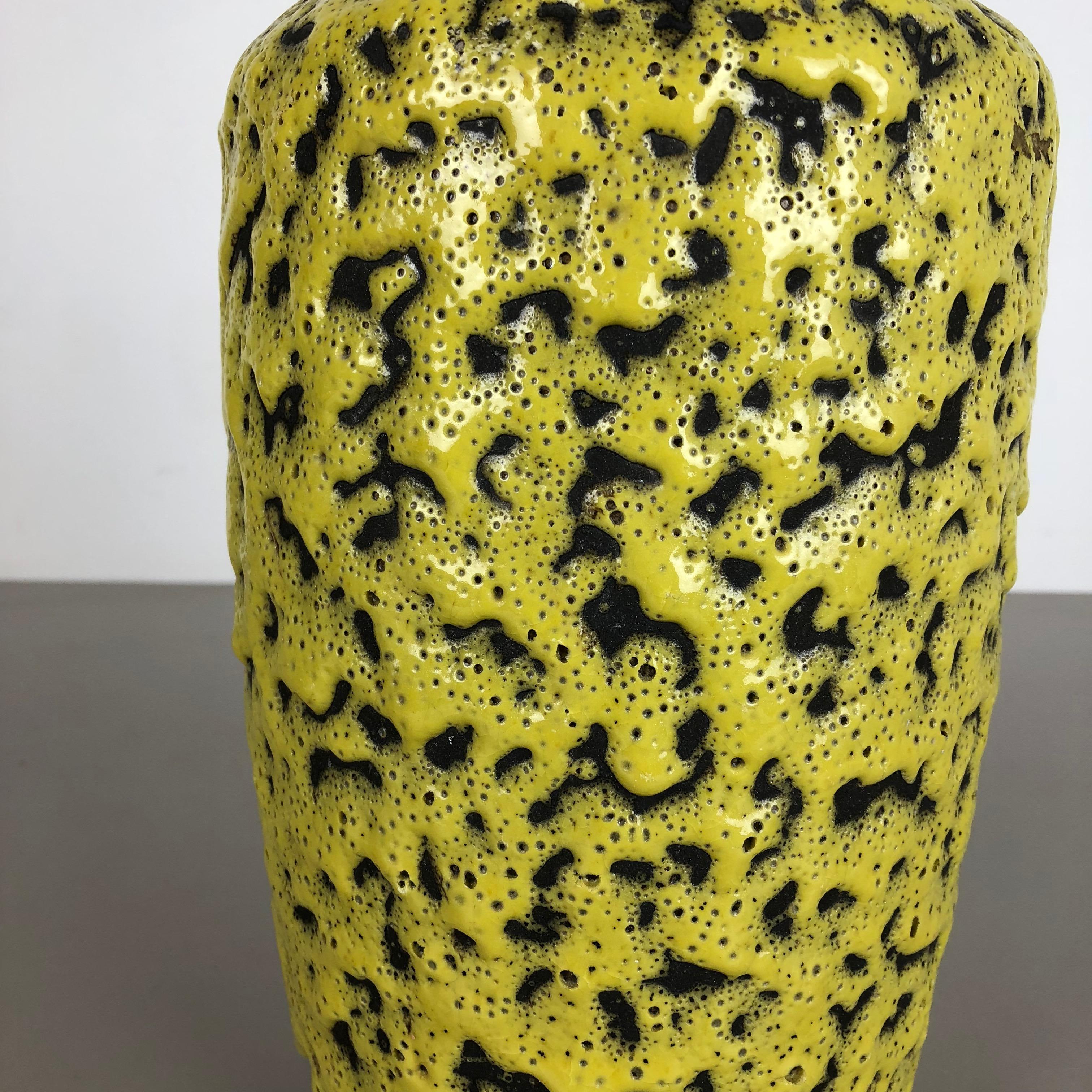Ceramic Extraordinary Yellow Glazed Pottery Fat Lava Vase by Scheurich, Germany, 1960s