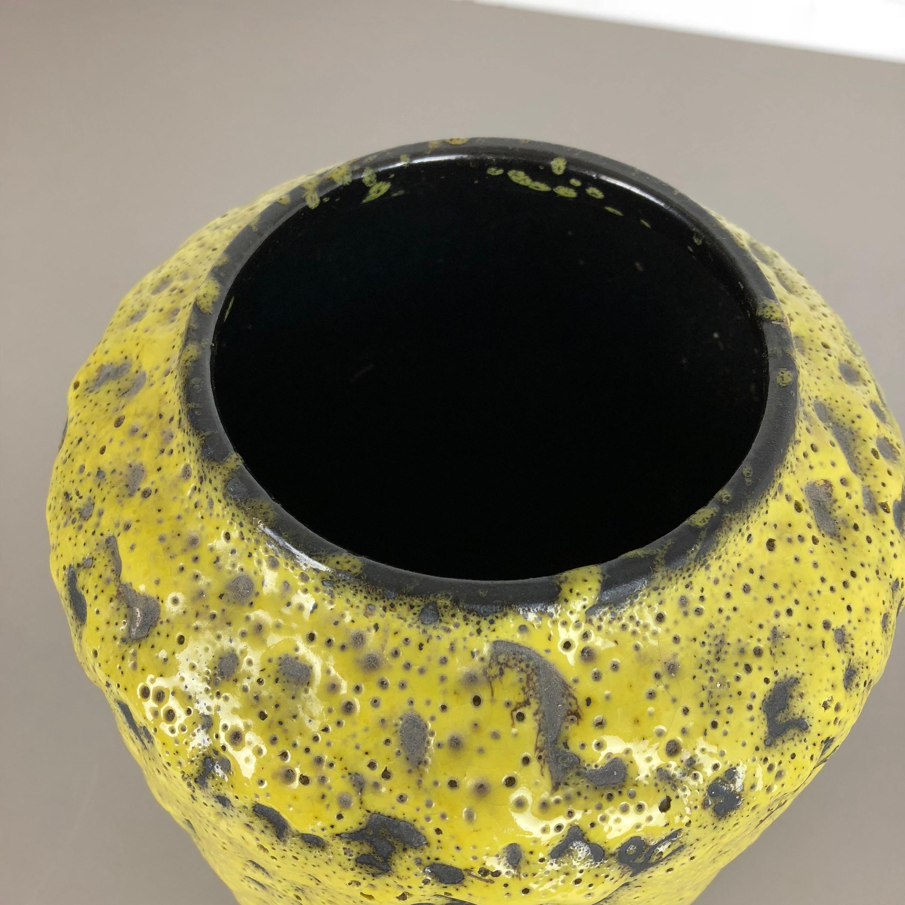 Extraordinary Yellow Glazed Pottery Fat Lava Vase by Scheurich, Germany, 1960s 3